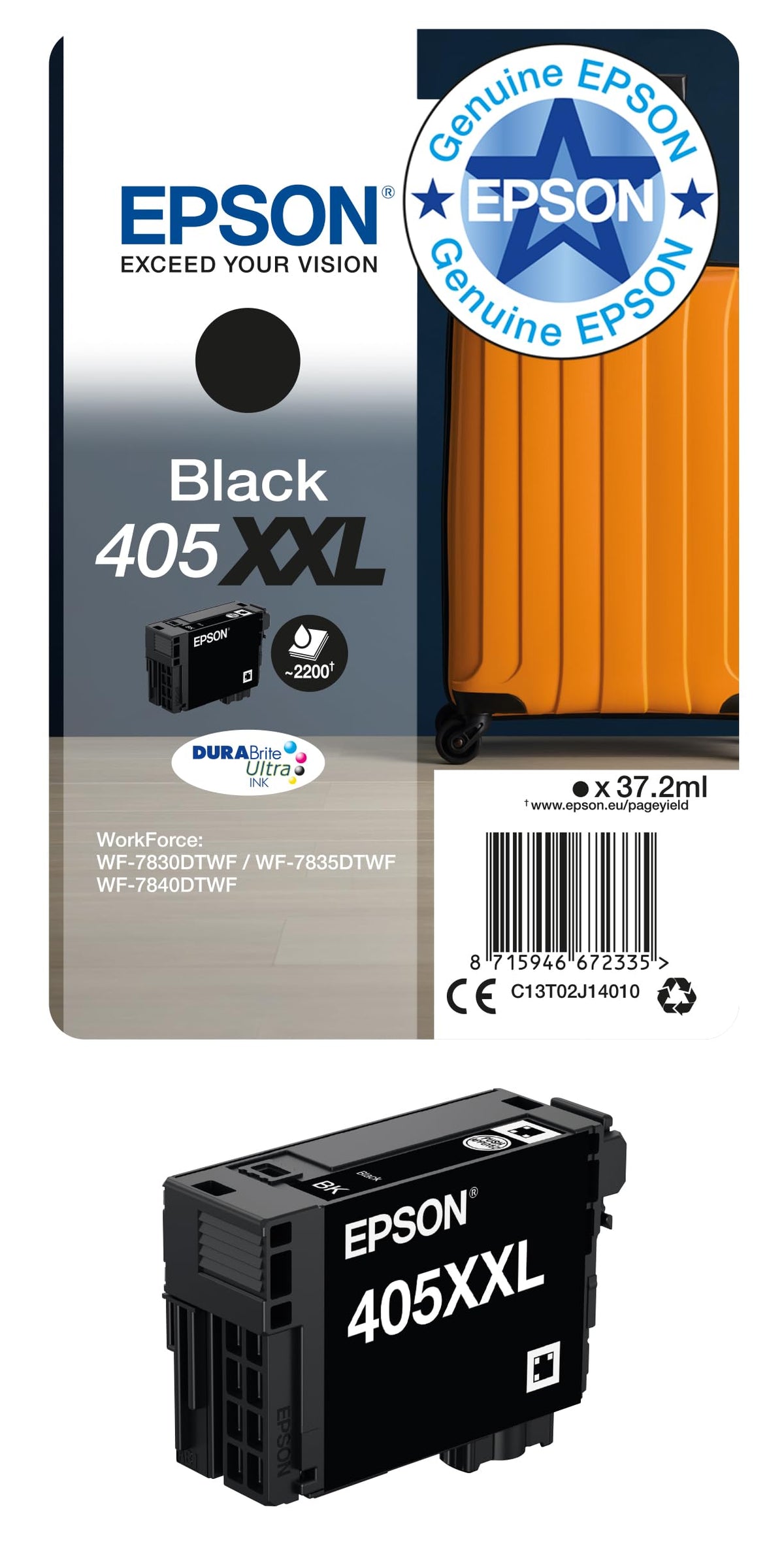 Epson 405 Suitcase Genuine Multipack, 4-colours Ink Cartridges, DURABrite Ultra Ink