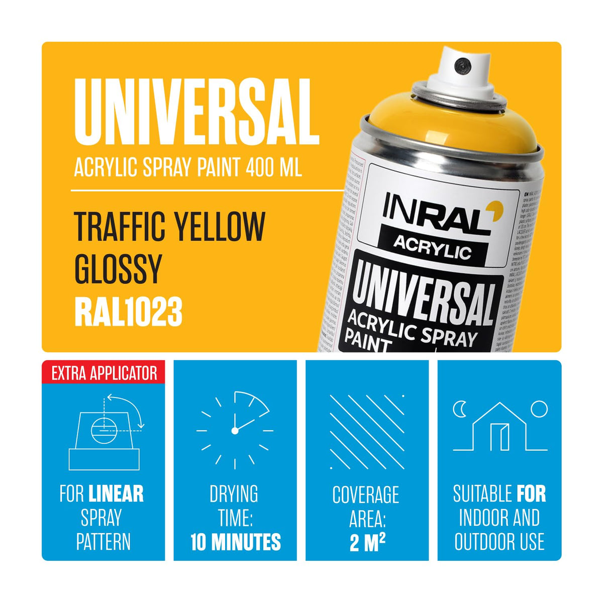 Acrylic Spray Paint Pure White Matt RAL9010 [400ml] – Universal Spray for Metal, Plastic, Wood & Stone – High-Coverage, UV & Rain Resistant – Indoor & Outdoor Use