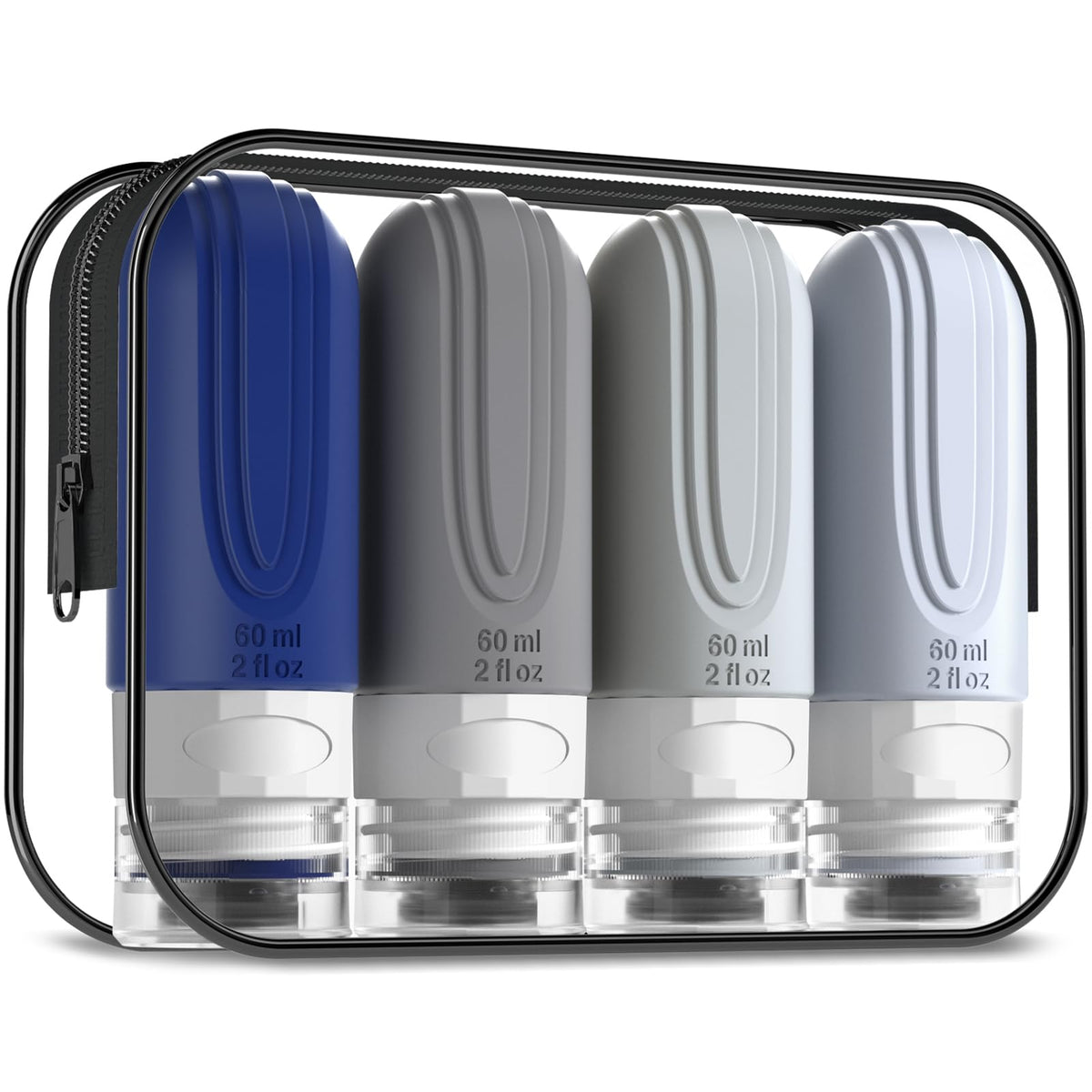 Mrsdry Travel Bottle for Toiletries, Leak Proof Silicone Travel Size 90ml Bottles Refillable Containers for Liquid Shampoo, BPA Free and TSA Approved Travel Accessories with Clear Bag (4 Pack)