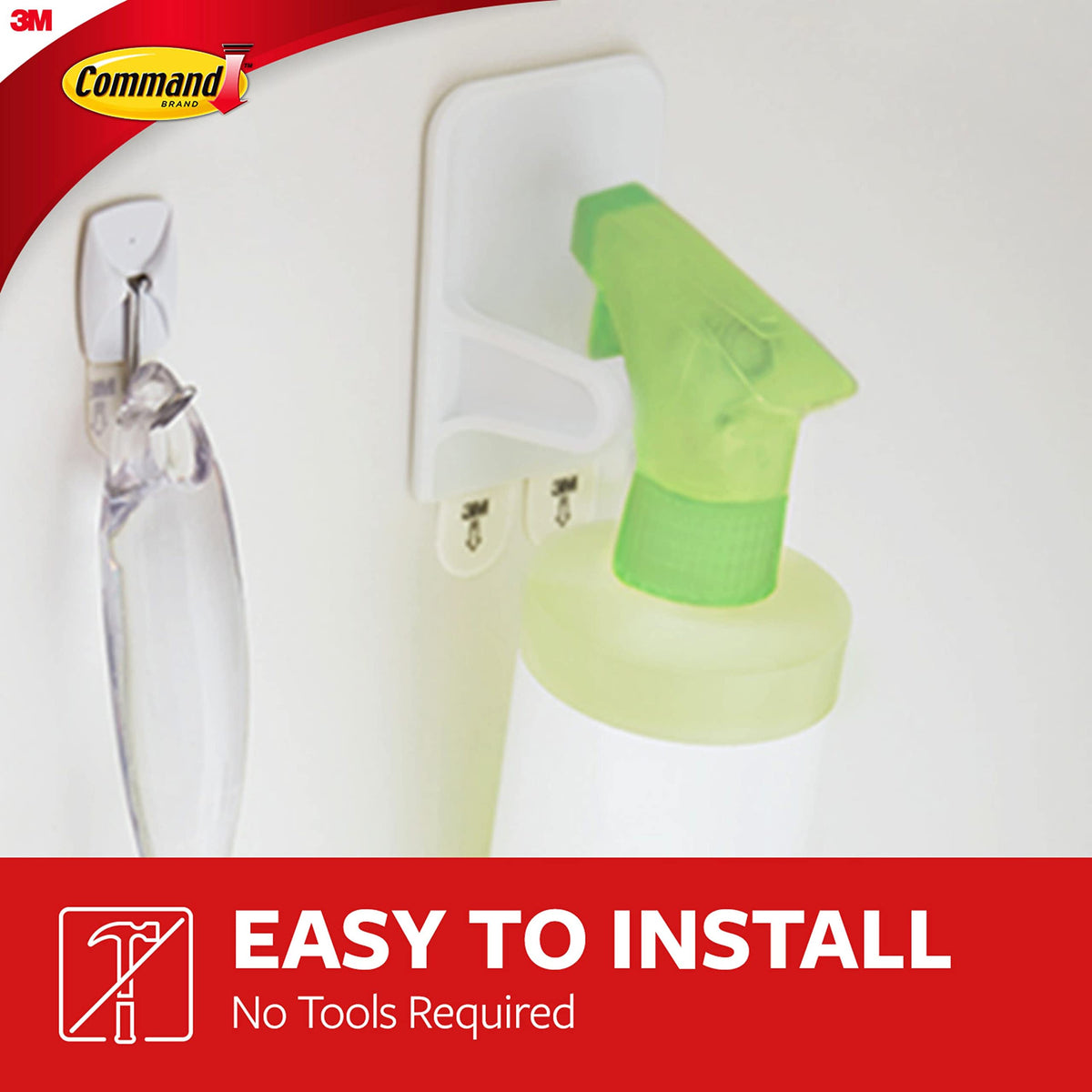 Command Broom Grippers, White, 2 Hooks and 6 Adhesive Strips