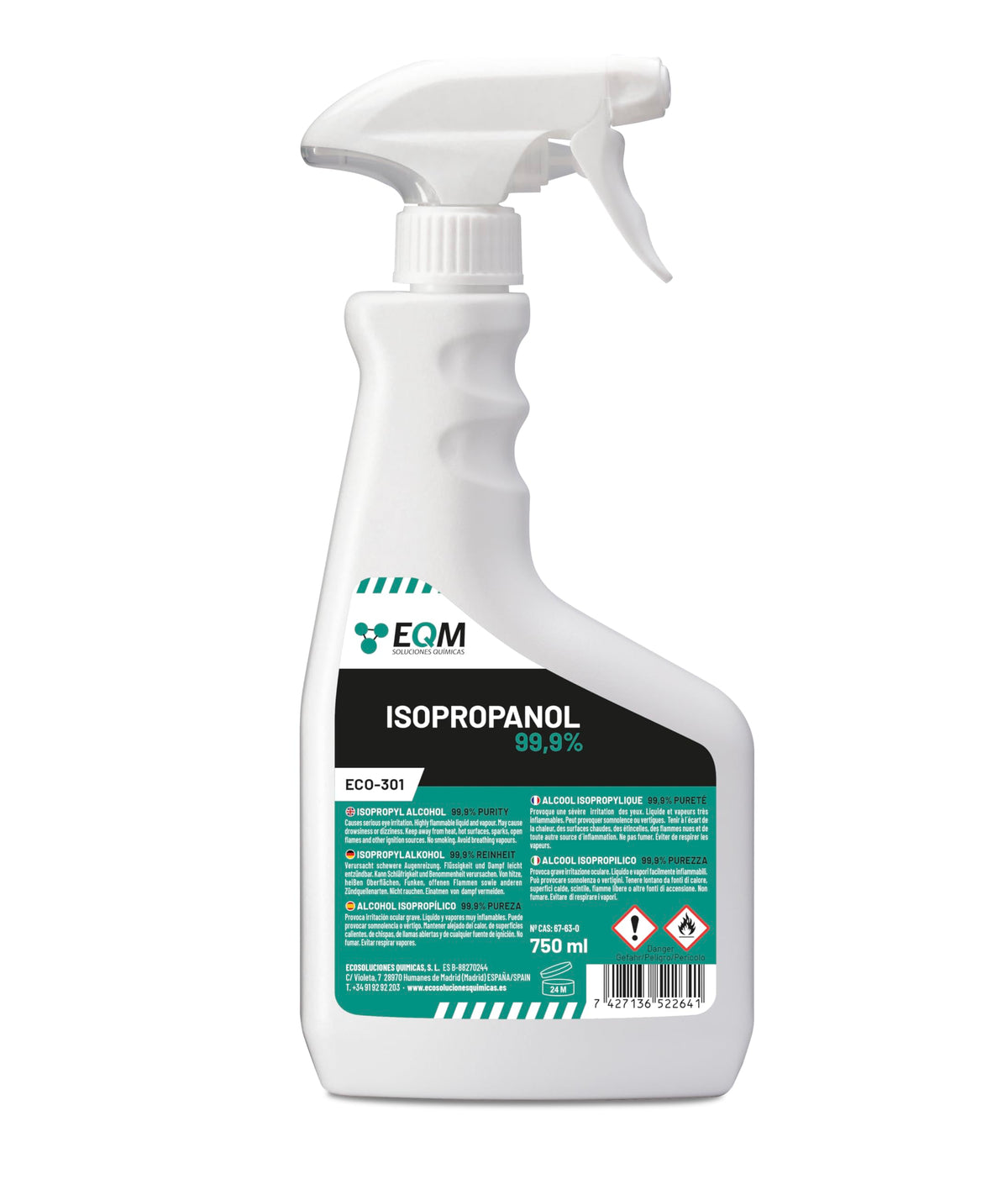 EQM - ECO-301 - Isopropyl Alcohol 99.9% Pure - Cleaning Isopropanol 1L