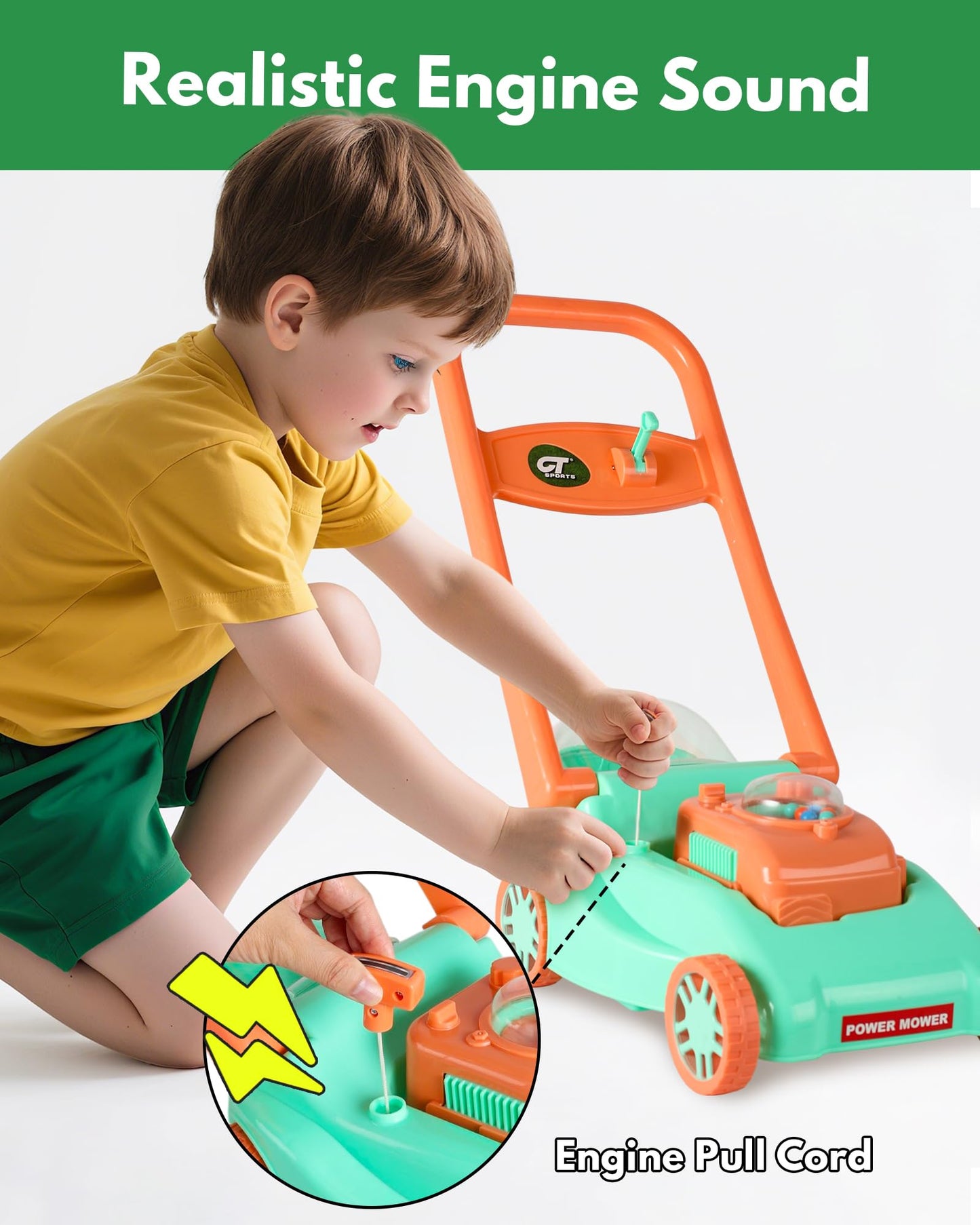Kids Lawn Mower with Realistic Grass-Cutting Action and Sounds – No Batteries Required | Fun Outdoor Push Toy, Birthday Gift & Holiday Present for 3, 4, 5, 6, 7, 8 Year Old Boys and Girls