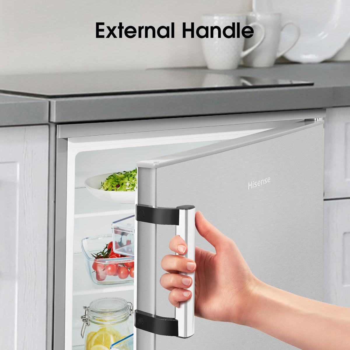 Hisense FV105D4BW21 56cm Under-Counter Freezer, 82-Litre Capacity, Reversible Door, 3 Freezer Drawers, White, E Rated
