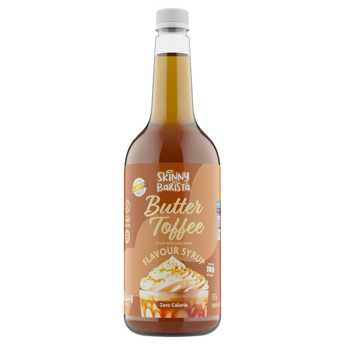 Skinny Food Co Butterscotch Syrup Zero Calorie 1L - Sugar Free Coffee Syrup