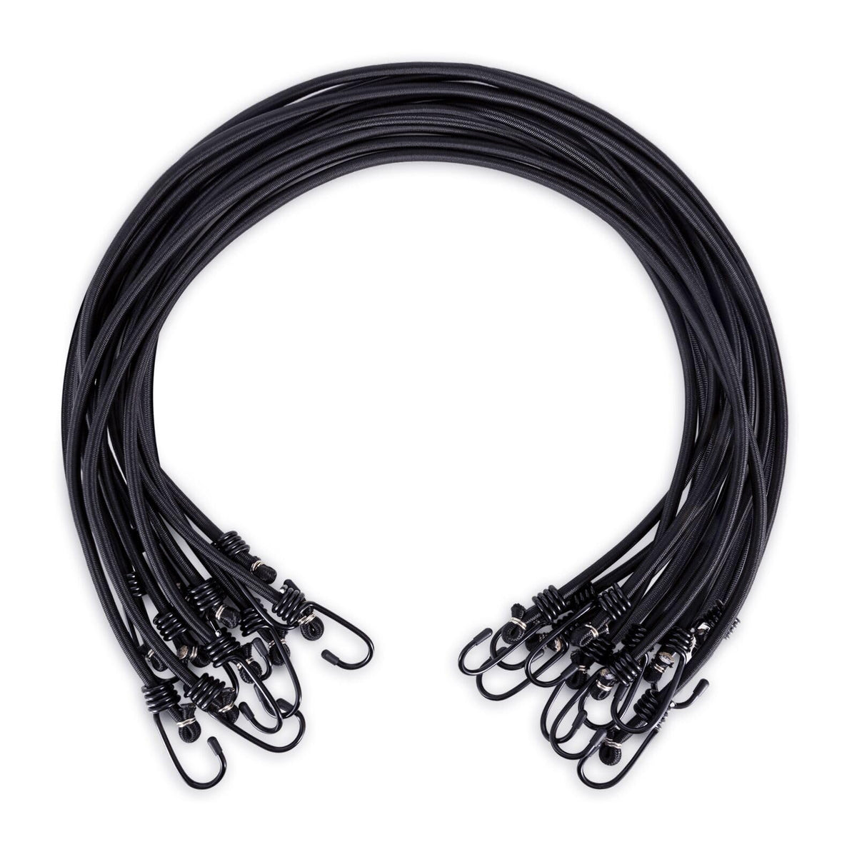 WeFine Pack of 10 Bungee Cords with Hooks Weatherproof & UV-Resistant Bungee Straps Heavy Duty Elastic Bungee Ropes for Caravan Camping RVs Trunks Luggage Racks,Black,16 inch (40CM)