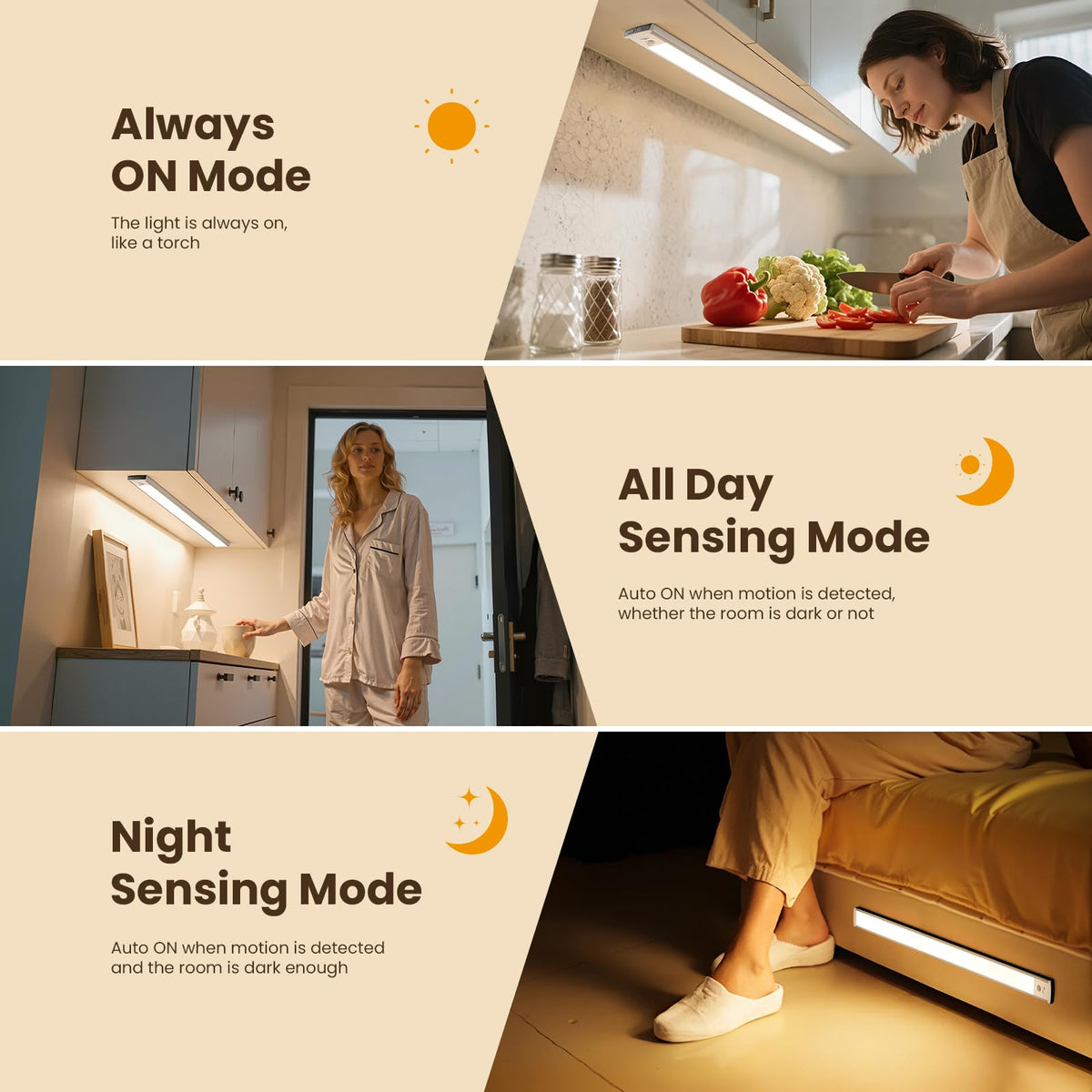 20cm Under Cabinet Kitchen Lights, Motion Sensor Lights Indoor