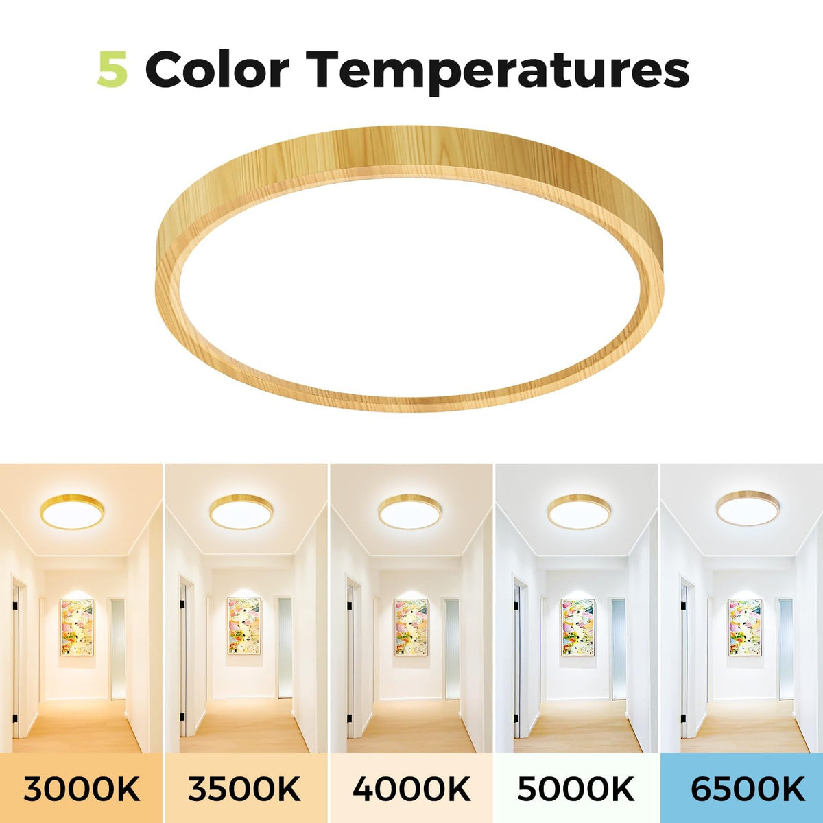 hepside 2 Pack Bathroom Ceiling Light 30cm, 3000K/3500K/4000K/5000K/6500K 5CCT LED Ceiling Lights, 24W, Modern, Waterproof, Round Flush Mount for Bathroom, Kitchen, Bedroom, Hallway