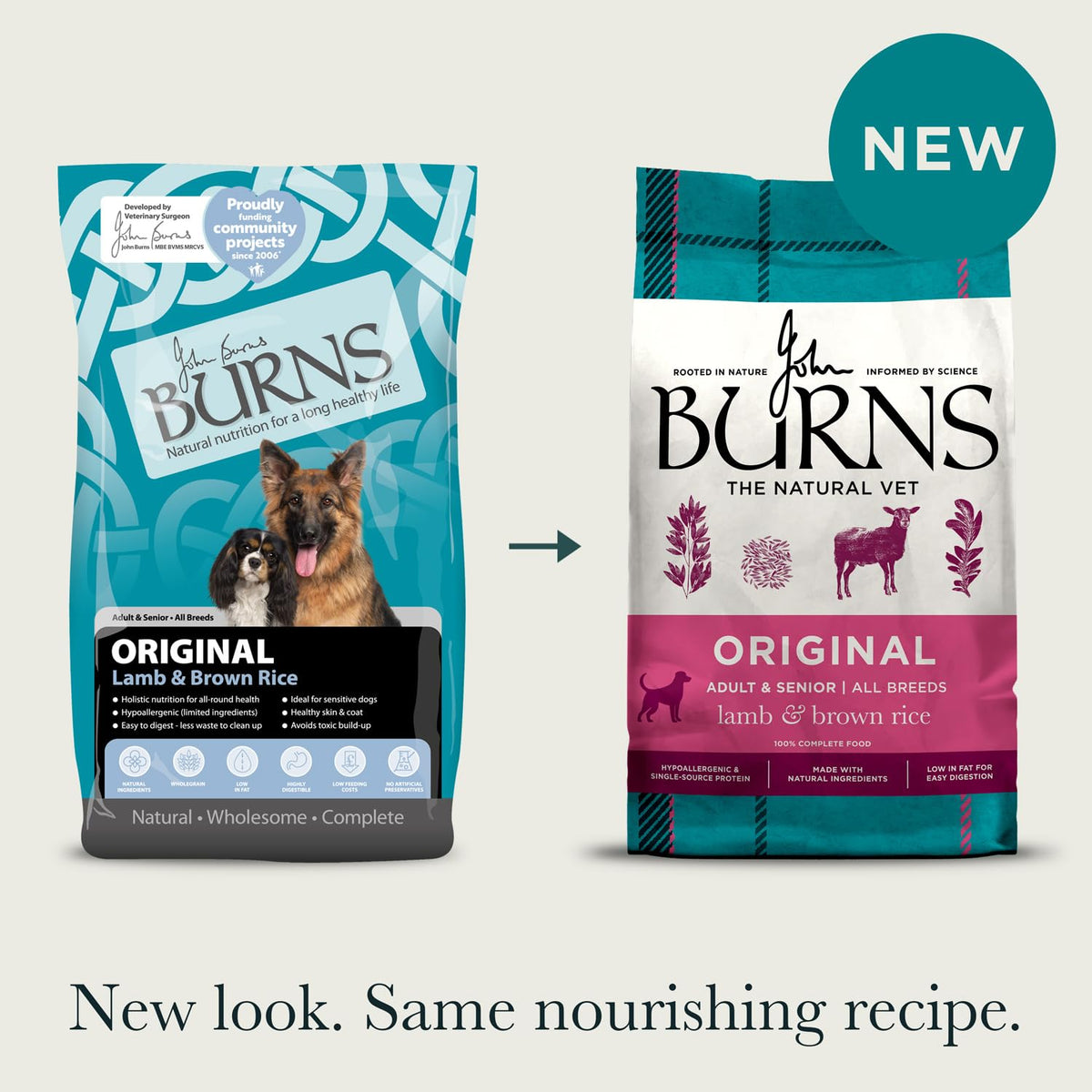 Burns Pet Nutrition Hypoallergenic Complete Dry Dog Food Adult and Senior Dog Original Chicken and Brown Rice 12 kg