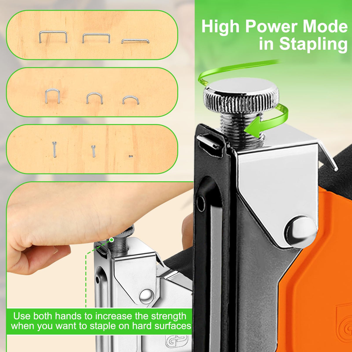 AECCN 3-in-1 Staple Gun for Wood & Furniture, and DIY Decoration, Silver