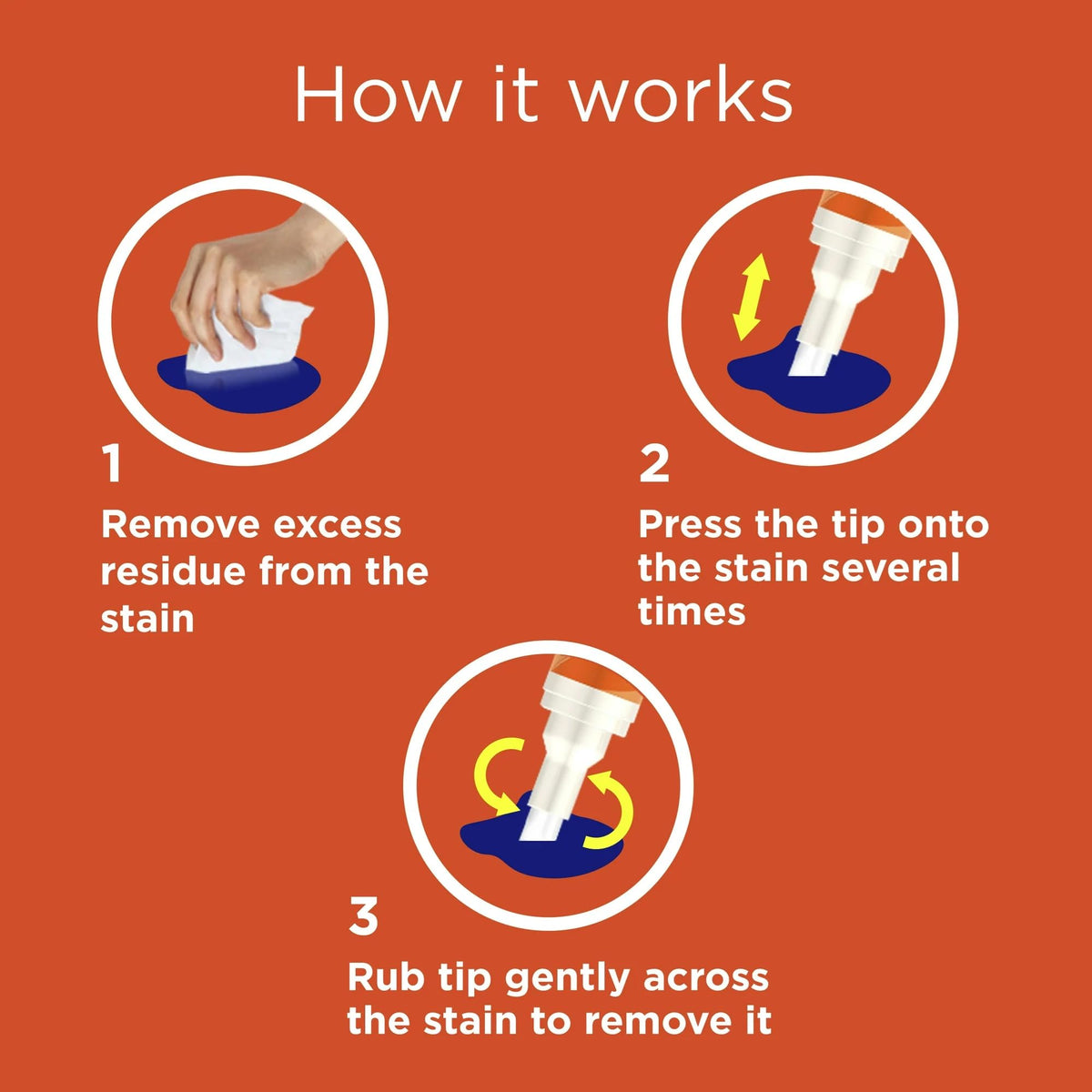 Tide To Go Stain Remover Pen, Portable, White, 3 Count