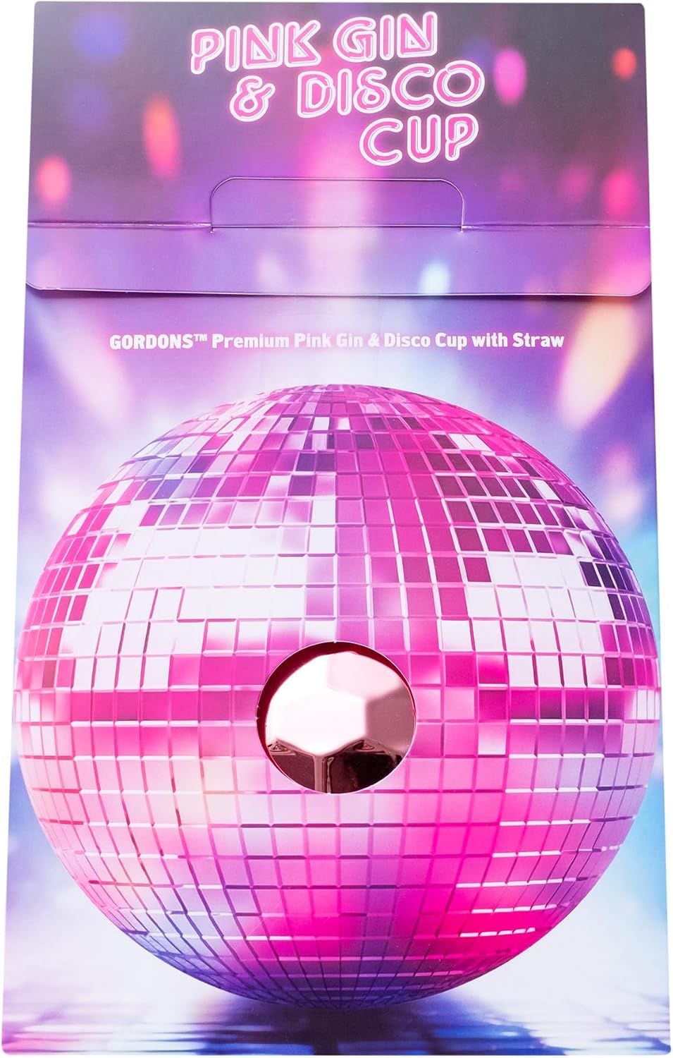 Pink Gin Gift Set, Gordon's Pink, Disco Ball Cup & Metal Straw