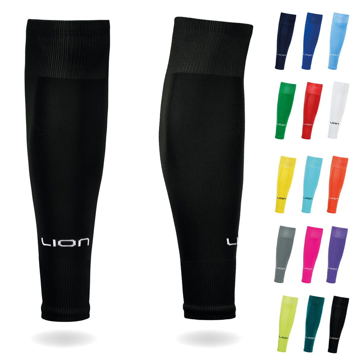 LION SPORTSWEAR Football Sock Sleeves To Accompany Grip Socks - Fits Over Calf/Shin Pads - Variety Of Colors To Match Your Team Kit
