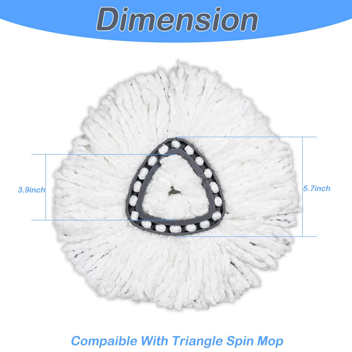 6 Pack Mop Head Replacement Compatible for vileda Triangle Swivel Mops - Mop heads replacement（BLUE）