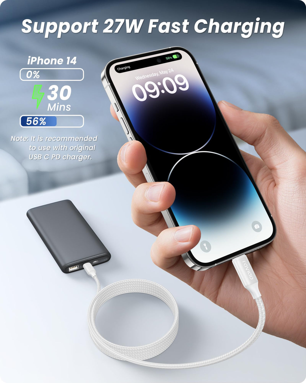 RAVIAD USB C to Lightning Cable 1M [MFi Certified]iPhone Fast Charger Cable