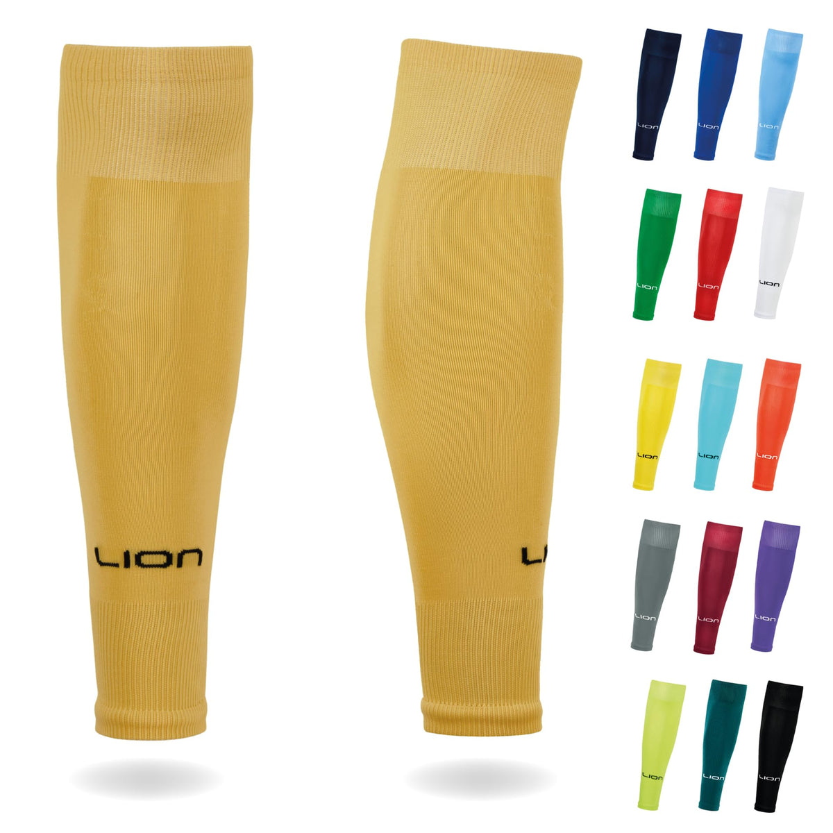 LION SPORTSWEAR Football Sock Sleeves To Accompany Grip Socks - Fits Over Calf/Shin Pads - Variety Of Colors To Match Your Team Kit