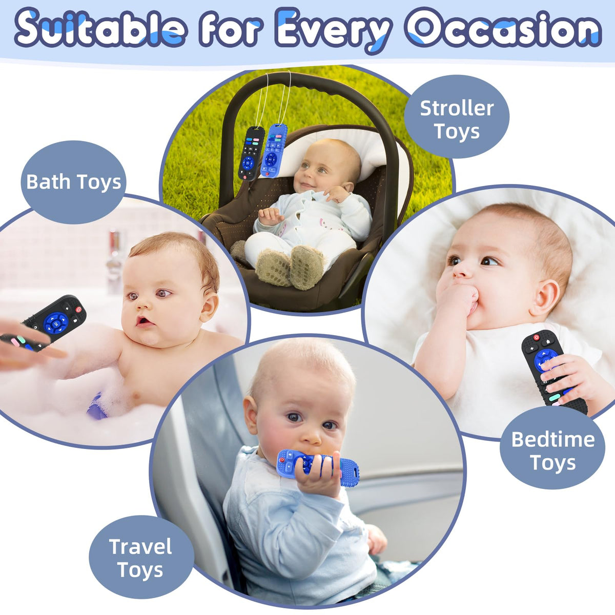 AiTuiTui Baby Teether for Teething Relief Baby Toys 0 3 6 9 12 Months, Sensory Silicone Remote Control Baby Teether Toy for Babies Newborn Infant Boy Girl Autism Toys for Baby Gifts