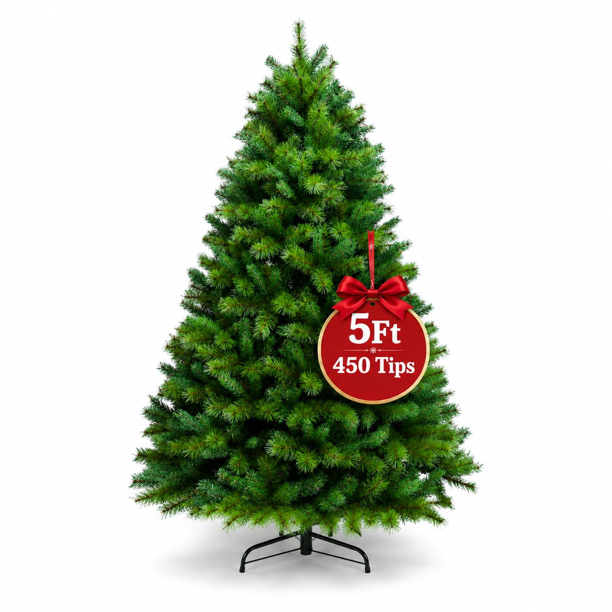 7ft (2.13M) Artificial Christmas Tree, Realistic Green with Metal Stand