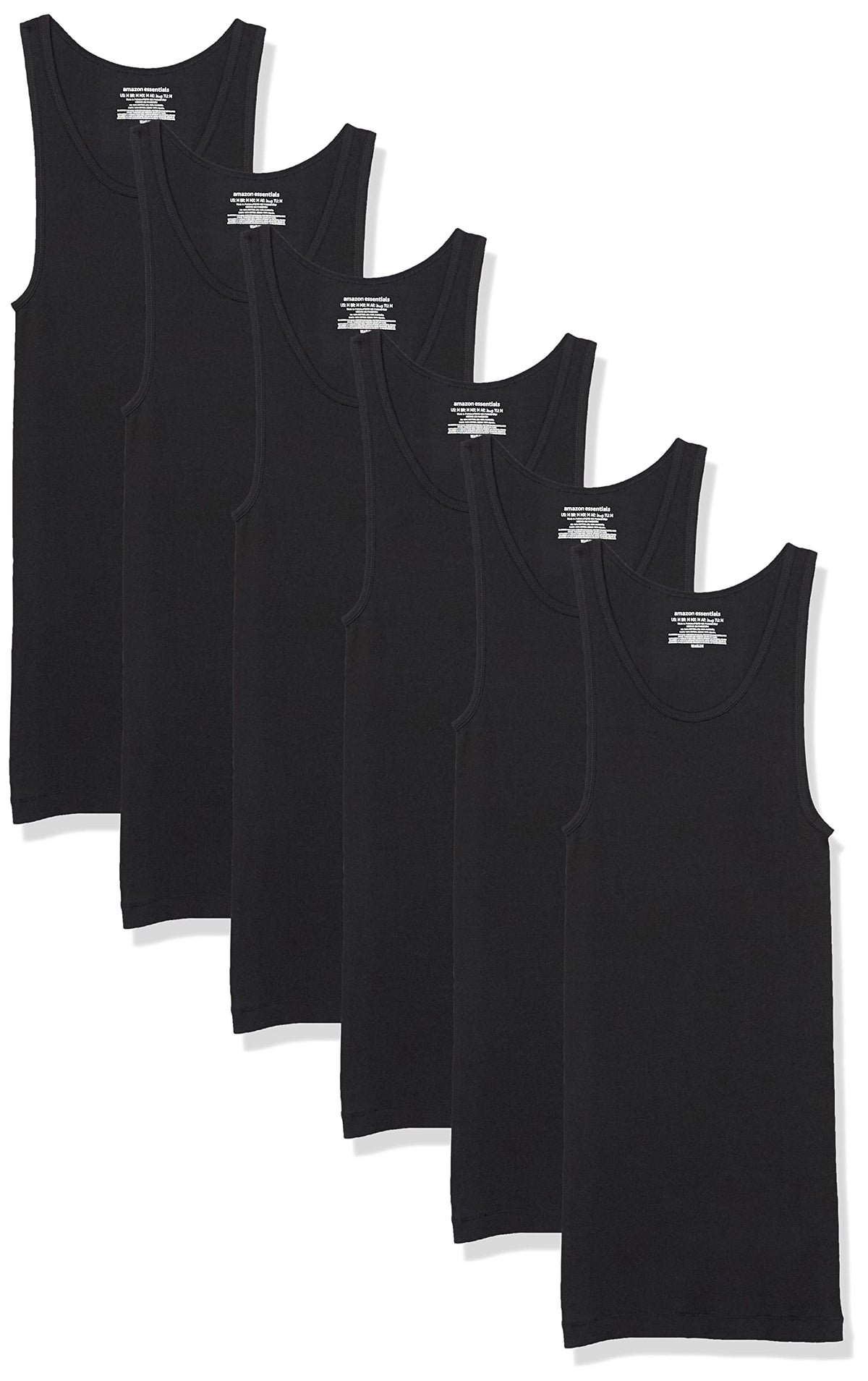 Amazon Essentials Men's Lightweight Tank Undershirts, Pack of 6