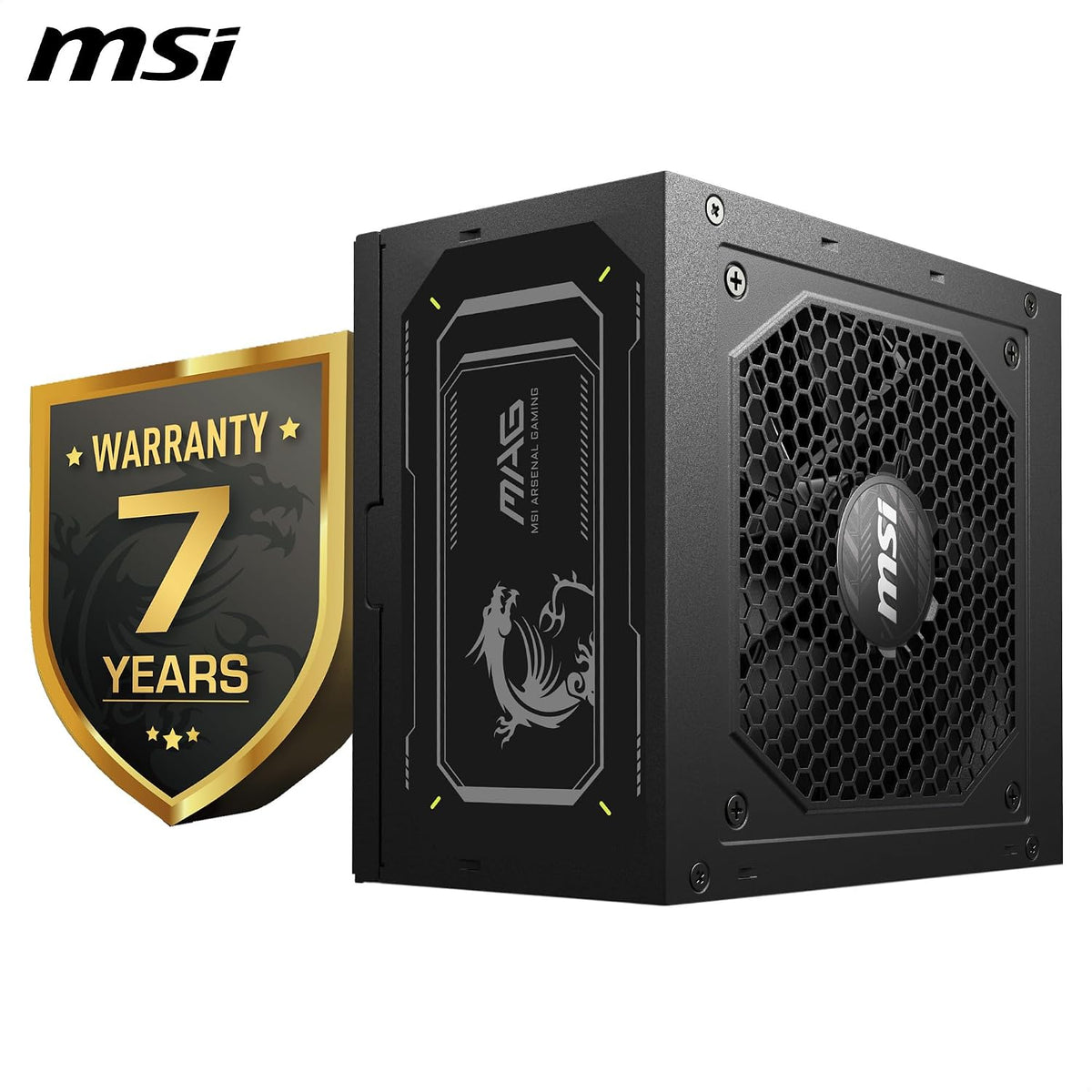 MSI MAG A750GL PCIE5 Power Supply Unit, 750W, 80 Plus Gold, Fully Modular, ATX 3.0, PCIe 5.0 GPU Support, 120mm FDB Fan, Full-Bridge LLC, Flat Black Cables - 7 Year Warranty