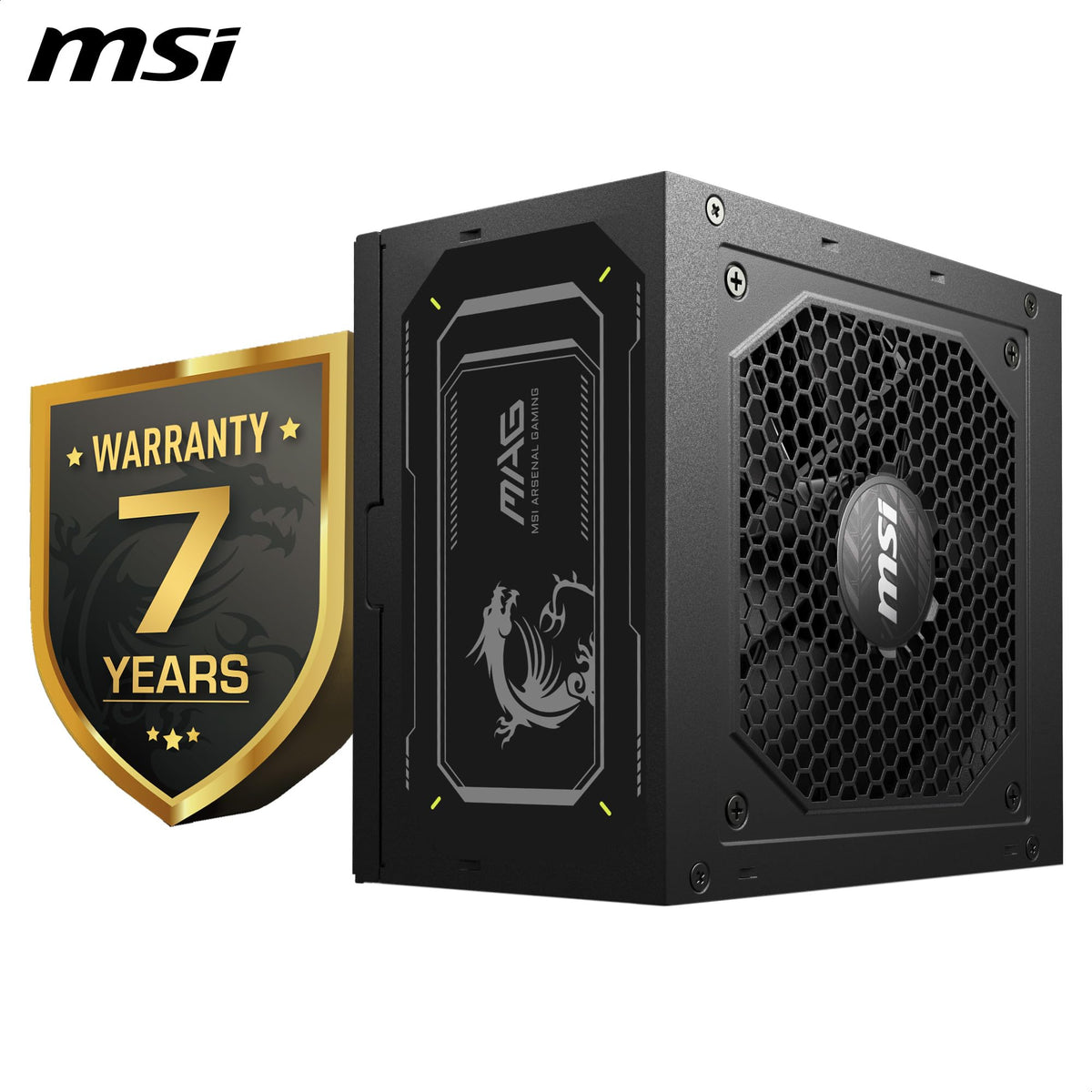 MSI MAG A750GL PCIE5 Power Supply Unit, 750W, 80 Plus Gold, Fully Modular, ATX 3.0, PCIe 5.0 GPU Support, 120mm FDB Fan, Full-Bridge LLC, Flat Black Cables - 7 Year Warranty