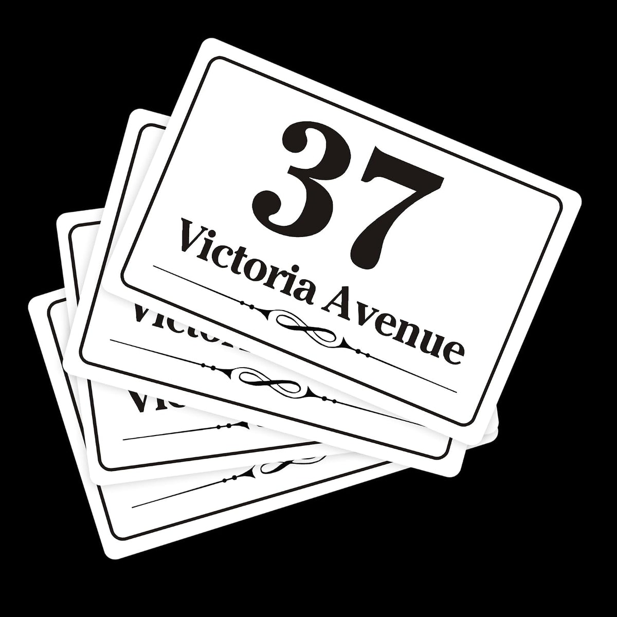 EDSG 4 x Wheelie Bin Stickers, Personalised Bin Numbers for Wheelie Bins, Custom Wheelies Bins Numbers Stickers, Number Sticker with House Number Street Name (Design 2)
