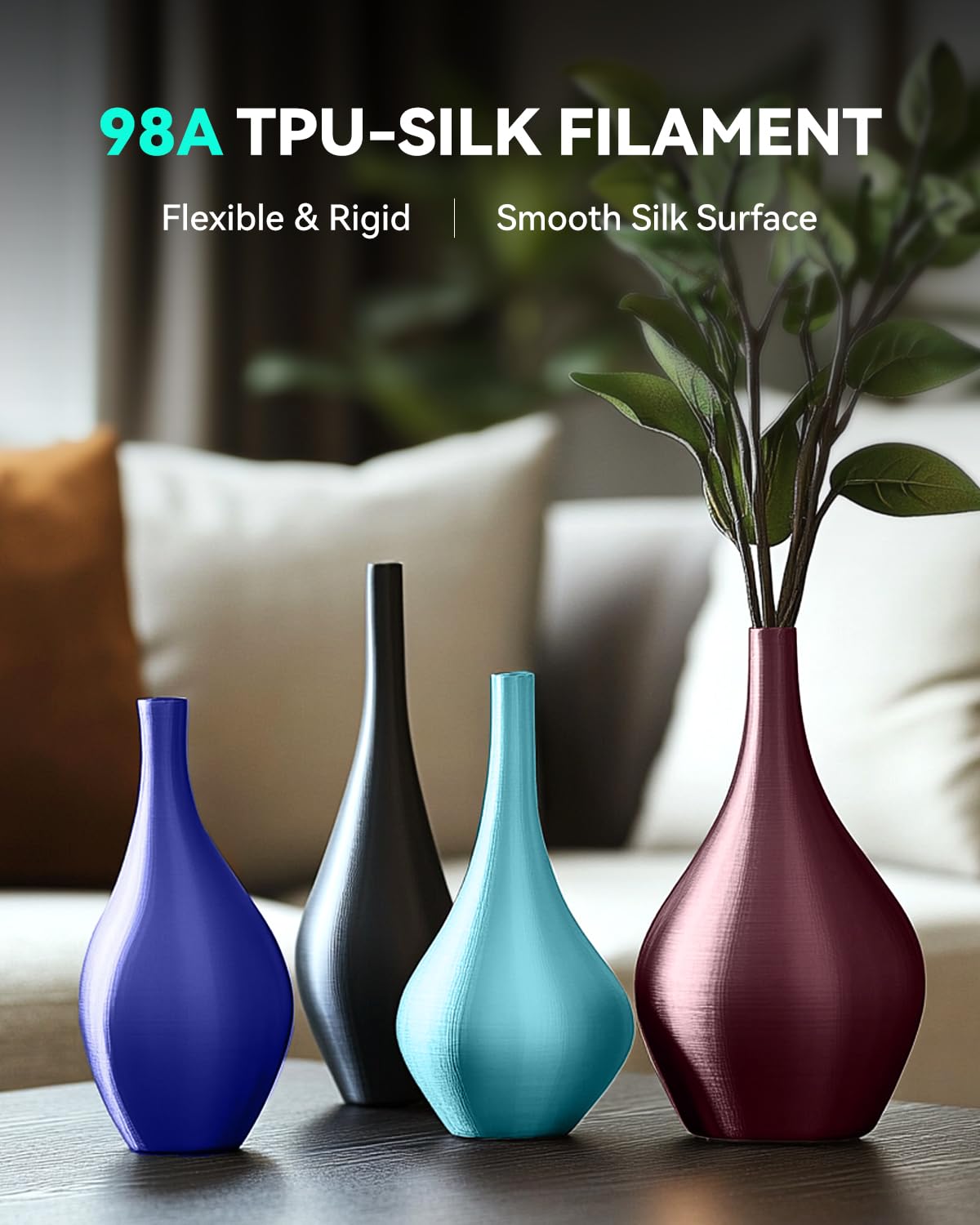 SUNLU Silk PLA+ Filament, Shiny Metallic Silk 3D Filament 1.75mm