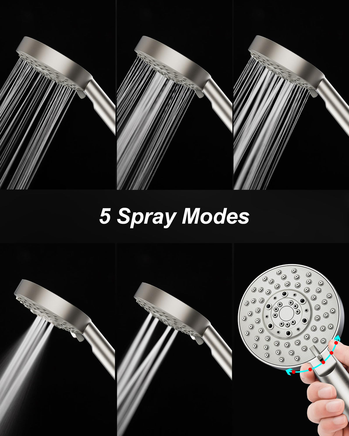 Magichome Shower Head, High Pressure Shower Head with 5 Spray Modes