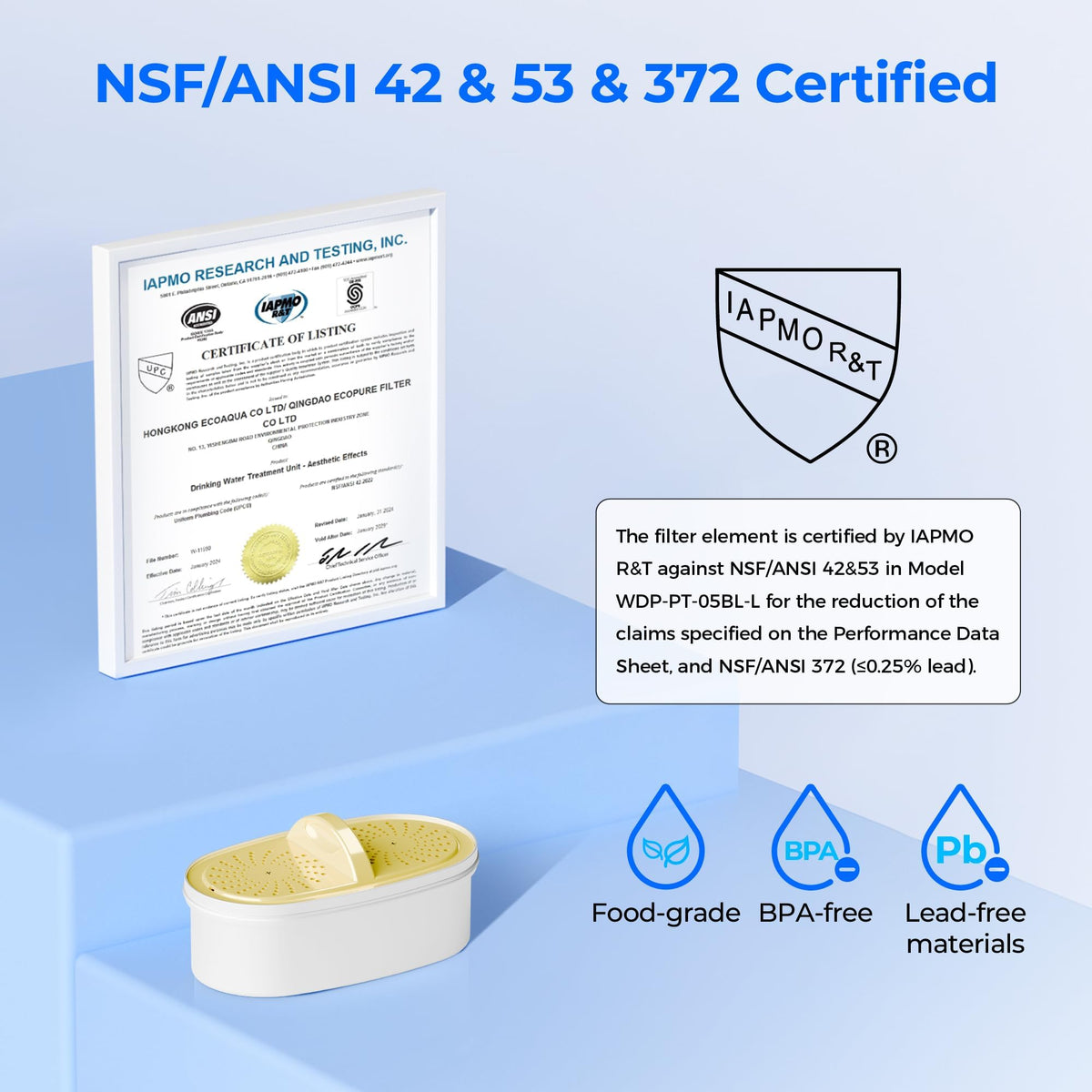 [Original] Waterdrop PF-01A Water Filter for Waterdrop Jug, 3 Months Each