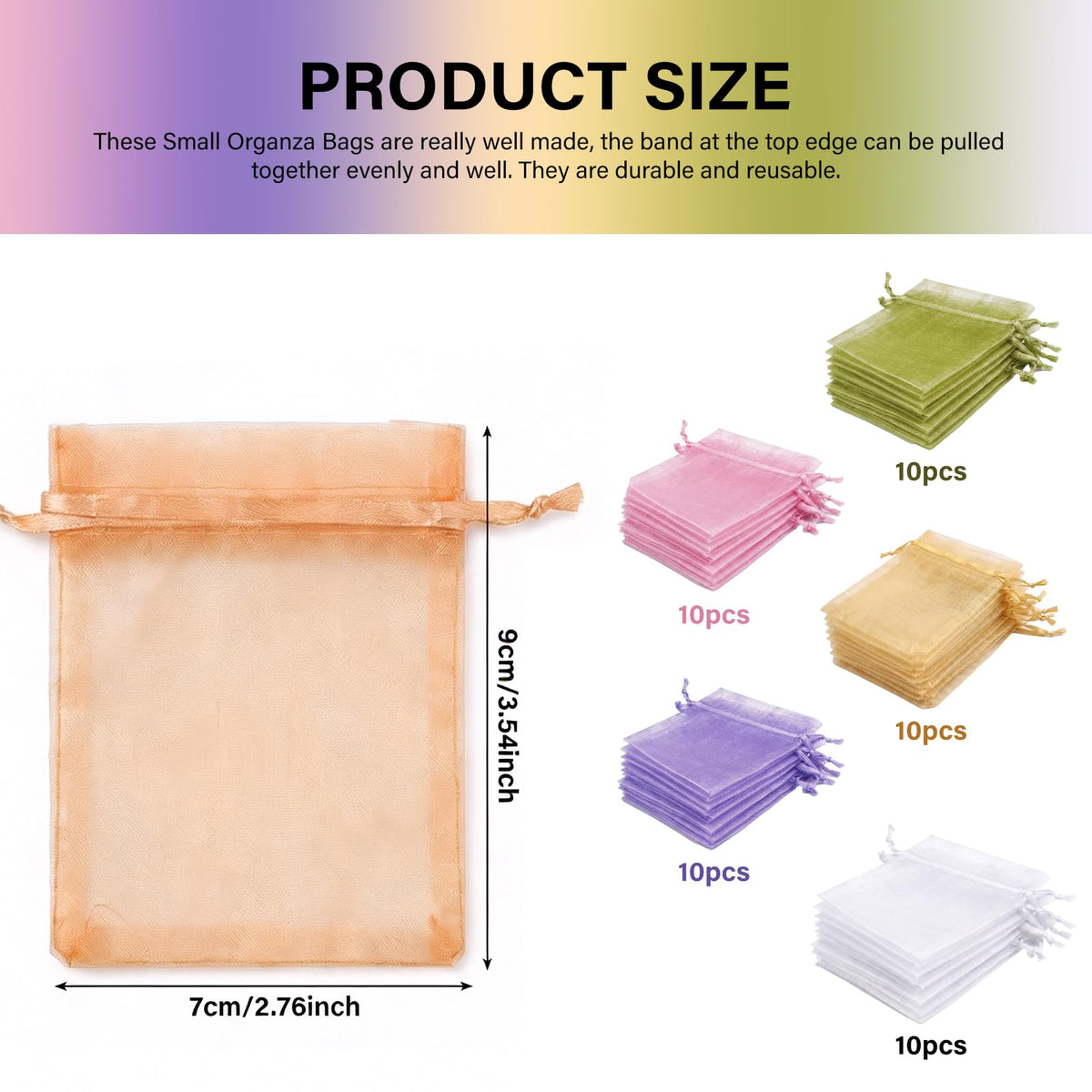 Lafefe 20Pcs Organza Gift Pouches, 7x9CM Clear Mesh Drawstring Pouches, Organza Gift Bags for Wedding Favours, Party, Festival, Candy and Game Favour Bags - Pink