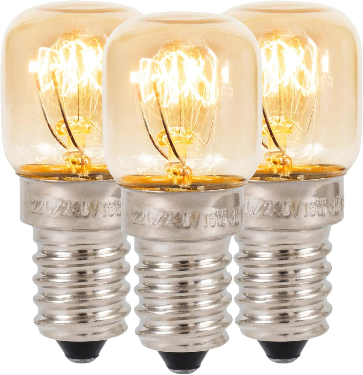 Klass Home (3 Pack) Salt Lamp Bulb | Oven | Fridge | Small Screw E14 15W <300°C Dimmable Incandescent Bulbs Pygmy for Oven Light | Himalayan Salt Lamp Light | Lava Lamp