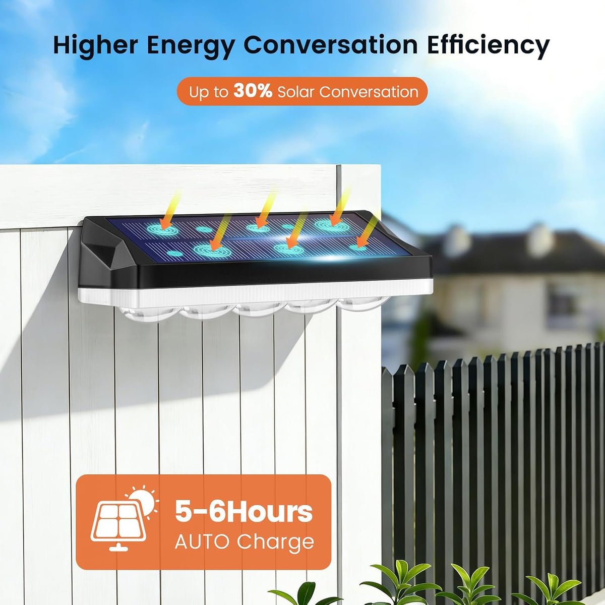 Solar Fence Lights Outdoor, 4 Pack Solar Lights Outdoor Garden