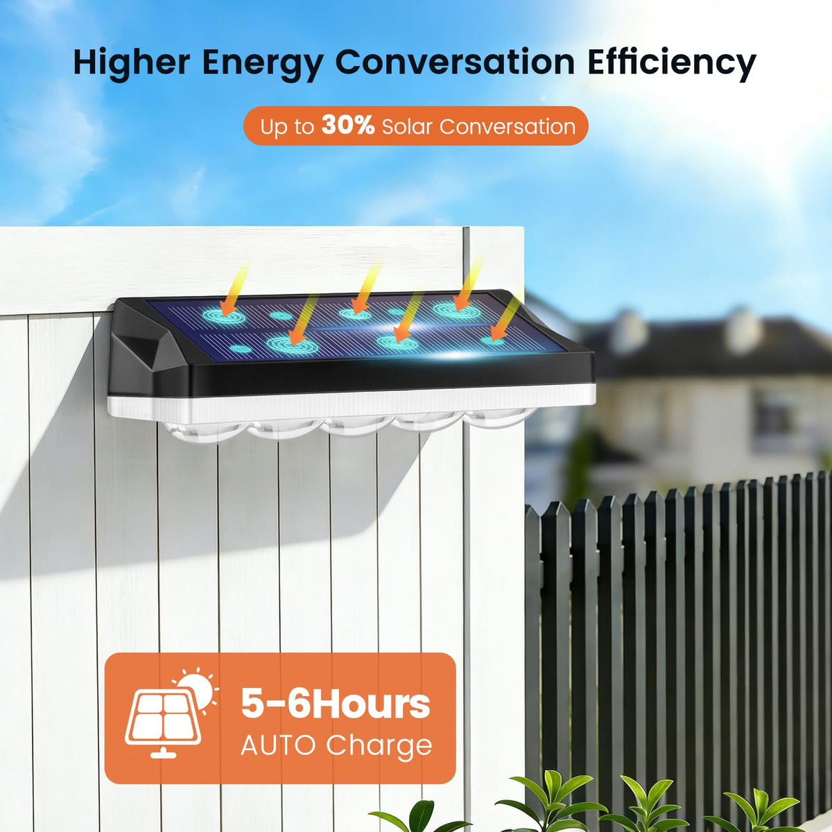Solar Fence Lights Outdoor, 4 Pack Solar Lights Outdoor Garden