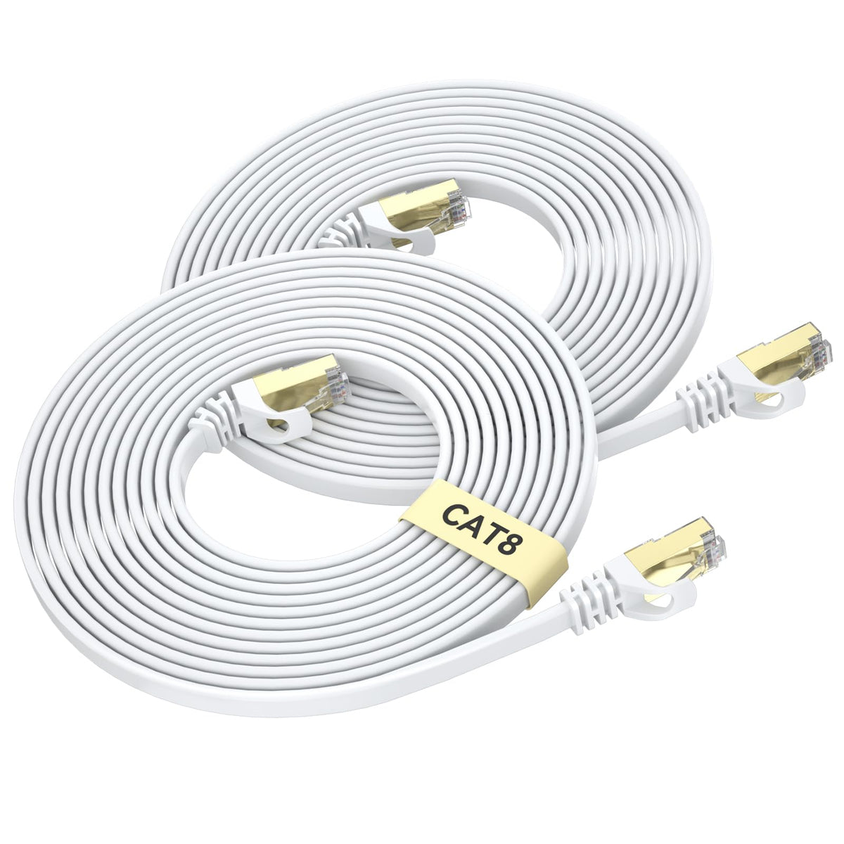 BUSOHE Cat 8 Ethernet Cable 20M, High Speed 40Gbps Flat LAN Internet White