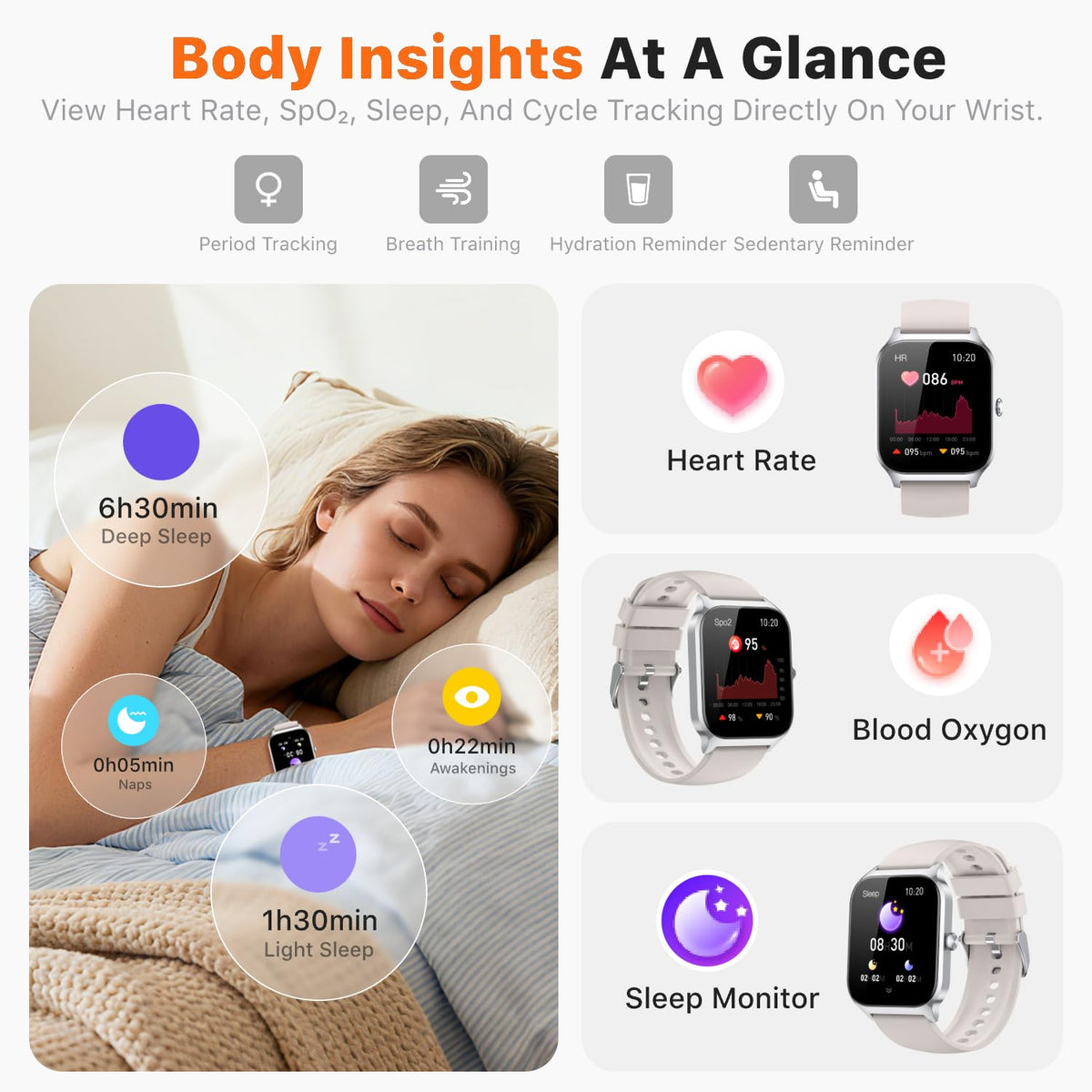 Smart Watch for Women Men - Answer/Make Call, Fitness Tracker Smartwatch for Android iPhone Compatible, Sleep Female Cycle, 120+ Sports Modes Step Counter (Blue, 2 Straps)