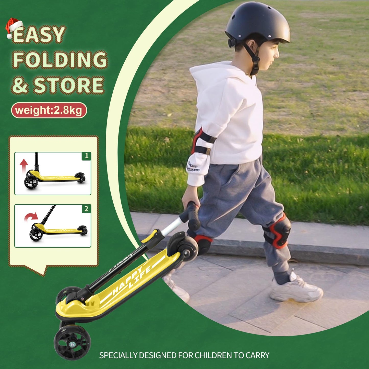 besrey 3-Wheel Toddler Scooter with Lean-to-Steer — Foldable, Anti-Slip Deck | Max 50 kg