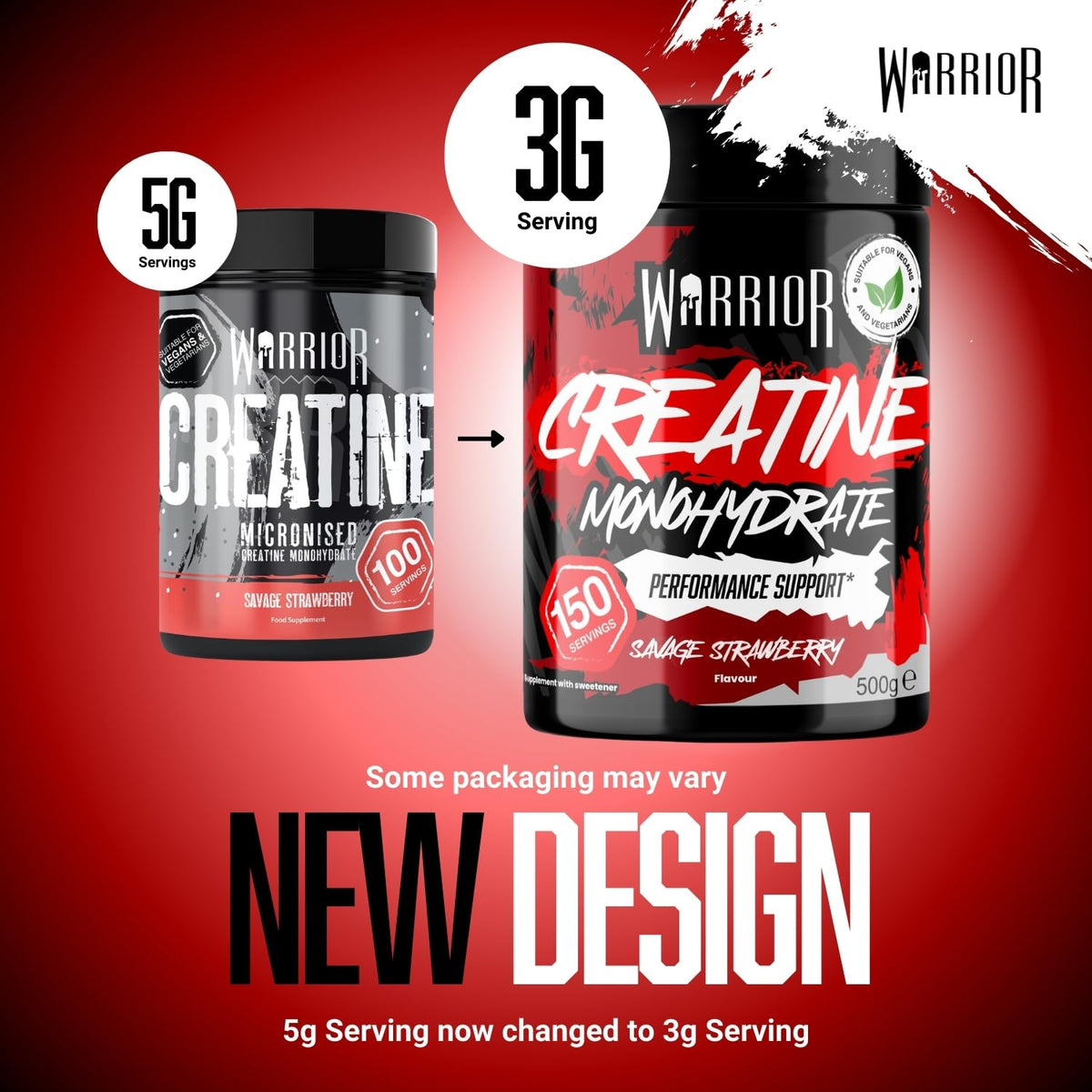 Warrior Creatine Monohydrate Powder 500g Pure Micronised (166 Servings)