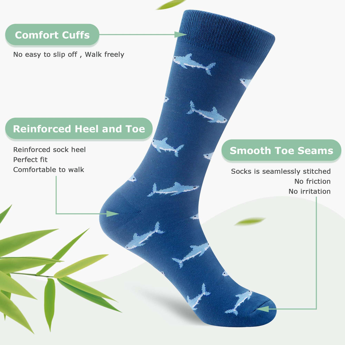 WeciBor Men's Bamboo Seamless Socks 6/12 Pack