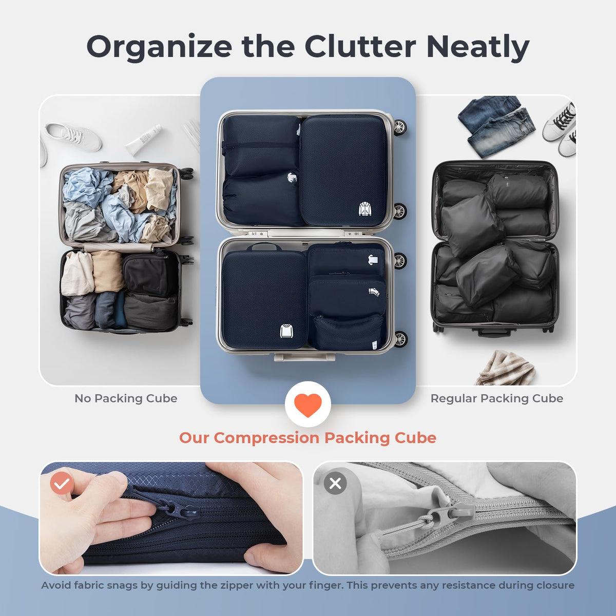 Samfolk Compression Packing Cubes for Suitcases Packing Cubes Compression Set Waterproof Suitcase Organiser Bags for Travel Suitcase Luggage Packing Organizer Bags Travel Essentials Black 8 Set