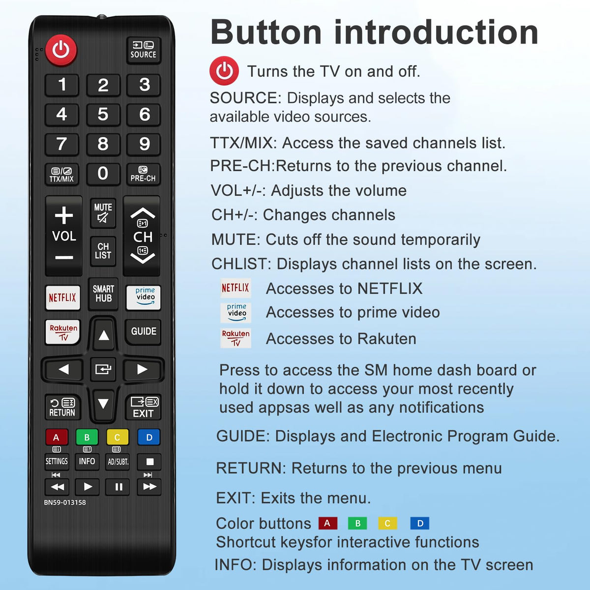 Hisense TV Remote Control, Universal Remote Control Replacement for Hisense VIDAA 4K UHD Smart TV with 12 Shortcut Buttons, No Setup Required