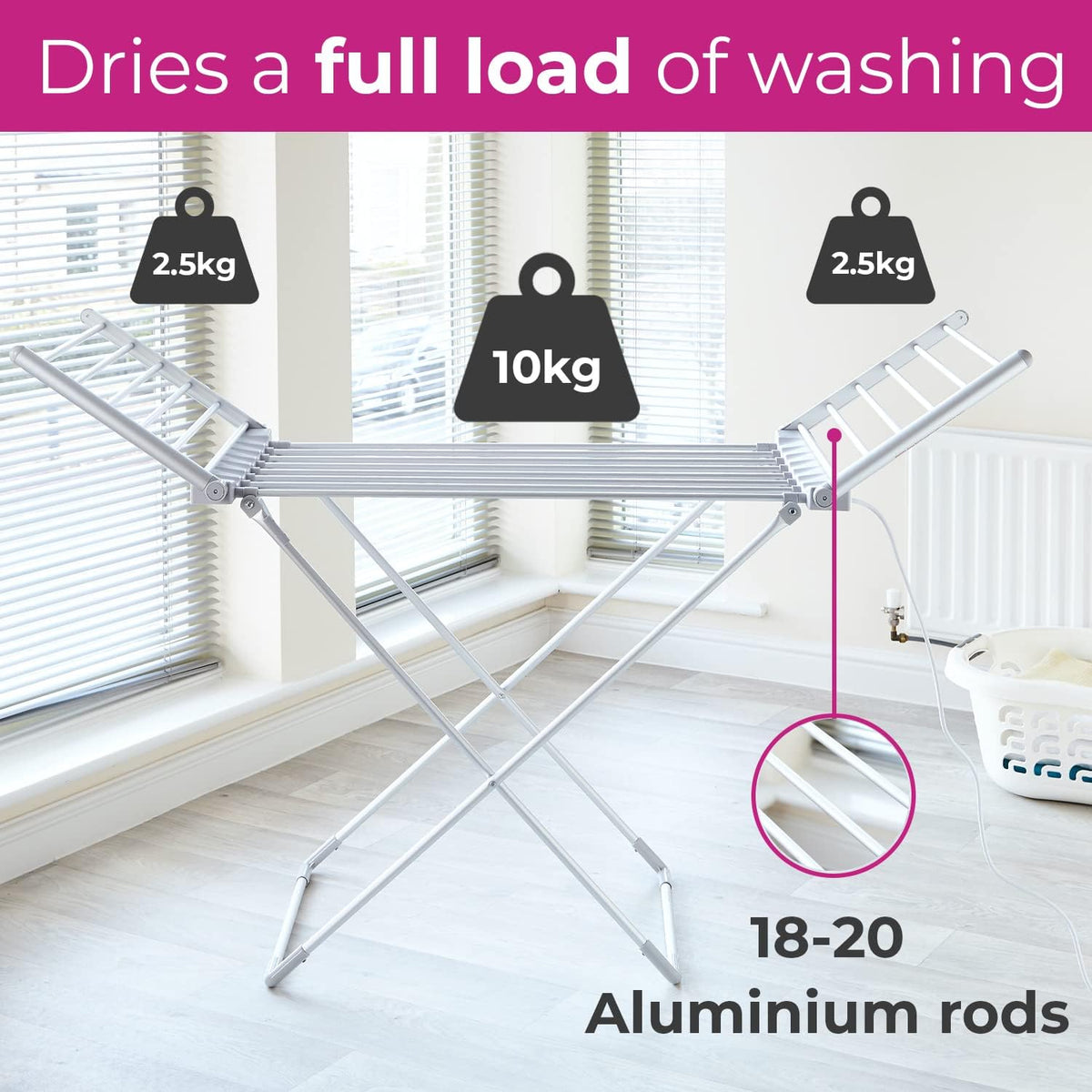 Neo Indoor Electric Winged Airer Folding Foldable Laundry Clothes Portable Cloth Heat Heated Rack Dryer