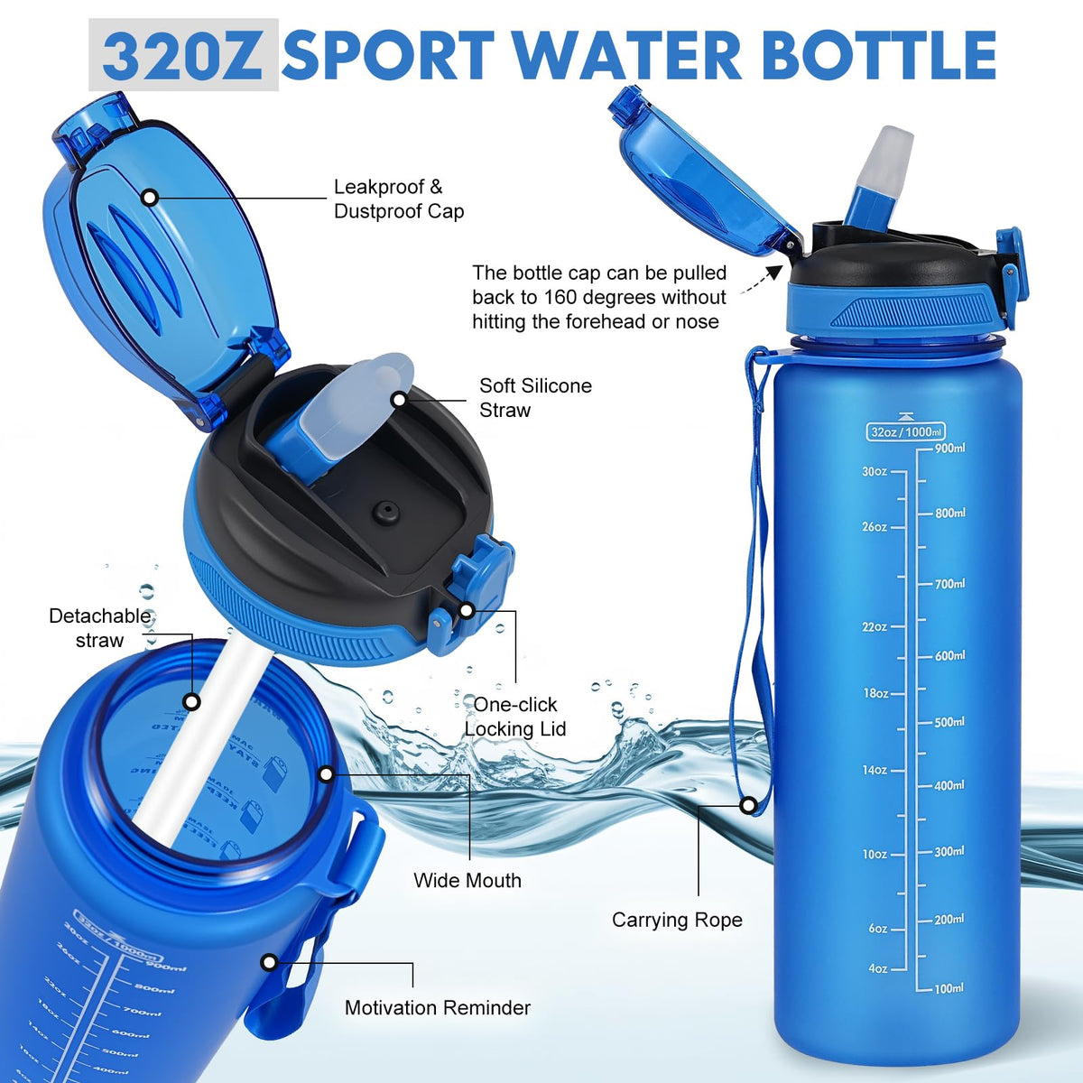 SEASEVEN Flat Water Bottle 750ML for Gym,School Office(Flat Pink)