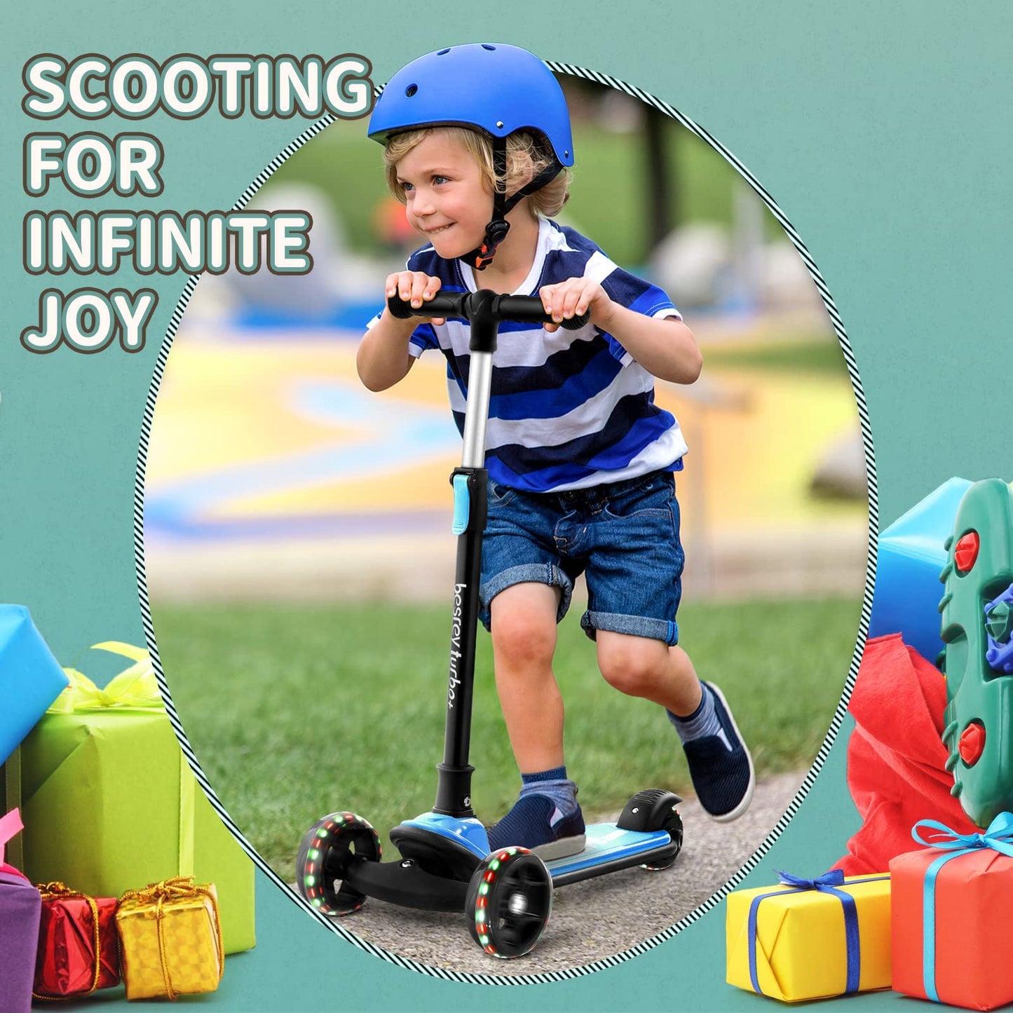 besrey 3-Wheel Toddler Scooter with Lean-to-Steer — Foldable, Anti-Slip Deck | Max 50 kg
