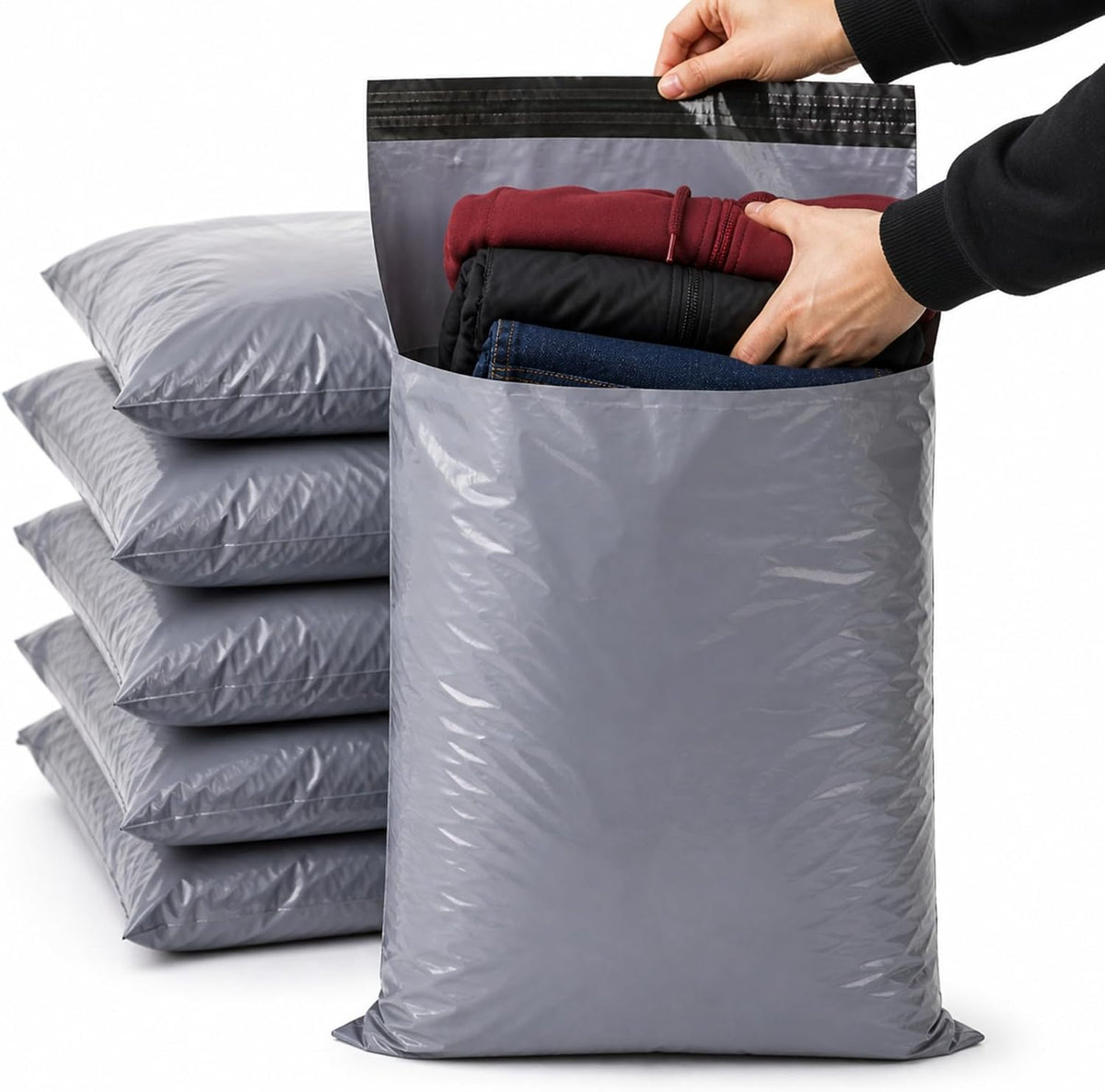 Large Postage Bags for Clothes Vinted - 25 Packs 17x24 Inch Mailing Bags, Self Seal Waterproof Parcel Bag - Heavy Duty Grey Poly Mailers for Packaging, Shipping & Delivery - (432 x 610 mm)