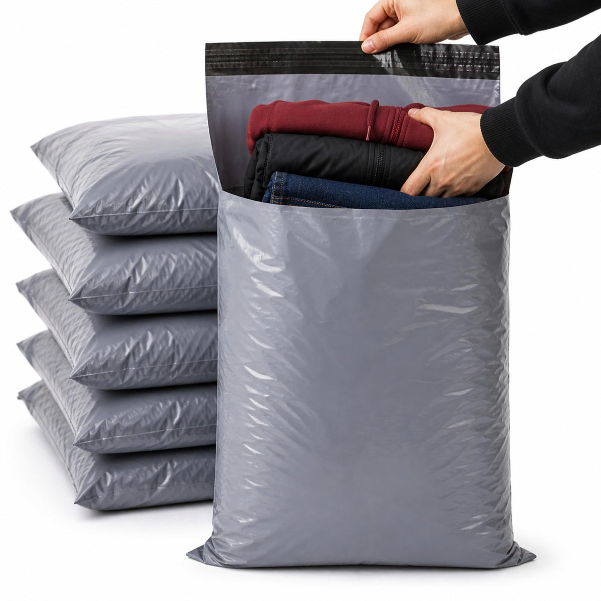 Large Postage Bags for Clothes Vinted - 25 Packs 17x24 Inch Mailing Bags, Self Seal Waterproof Parcel Bag - Heavy Duty Grey Poly Mailers for Packaging, Shipping & Delivery - (432 x 610 mm)