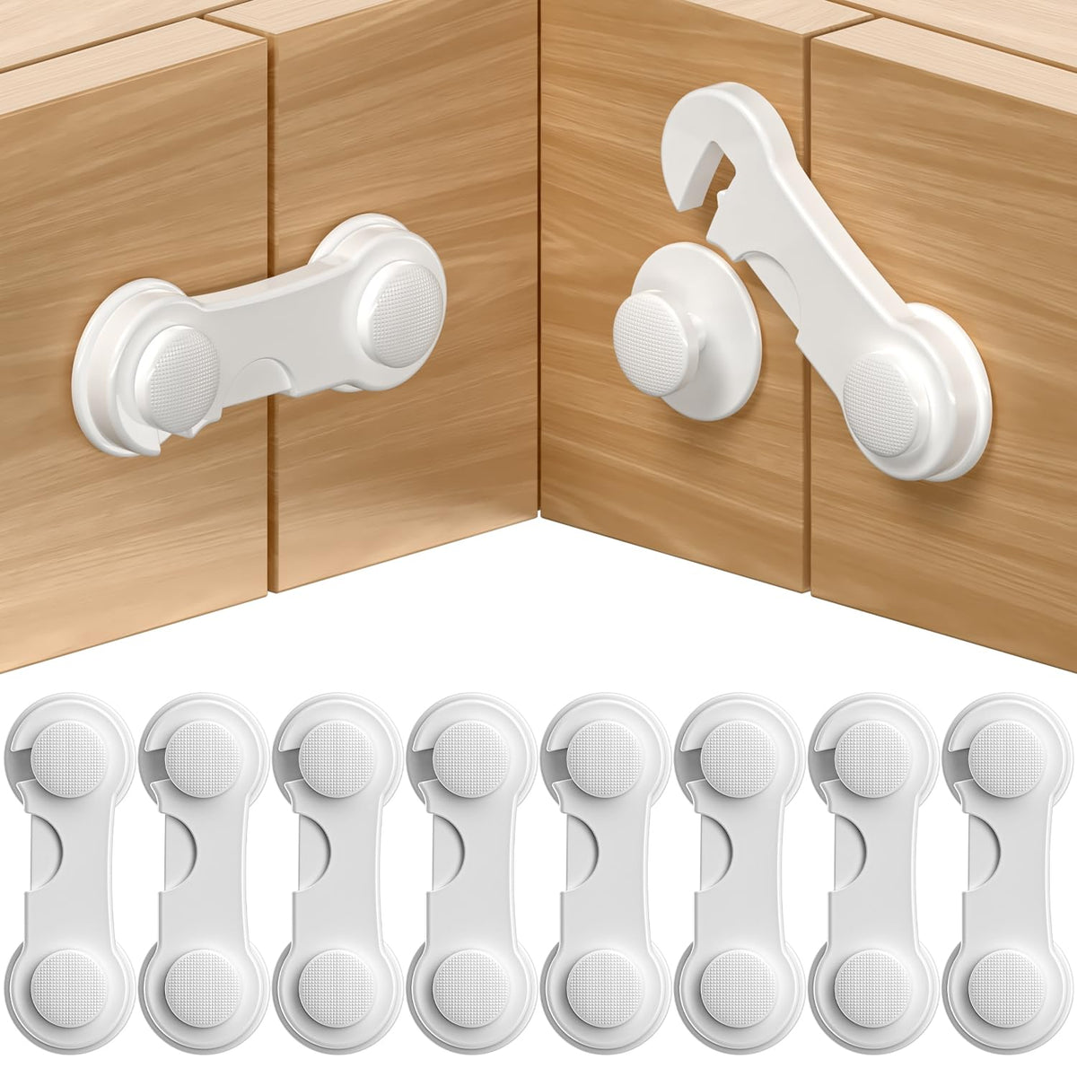 Cupboard Locks for Children 12 Pack - White