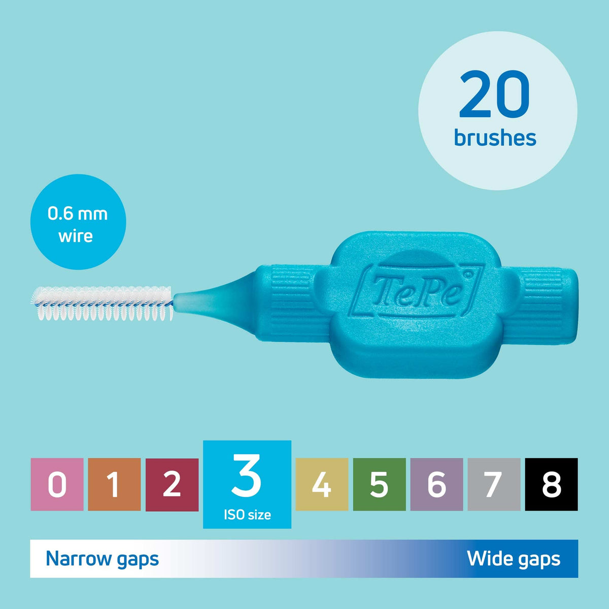 TePe Interdental Brush, Original, Blue, 0.6mm/ISO 3, 8pcs