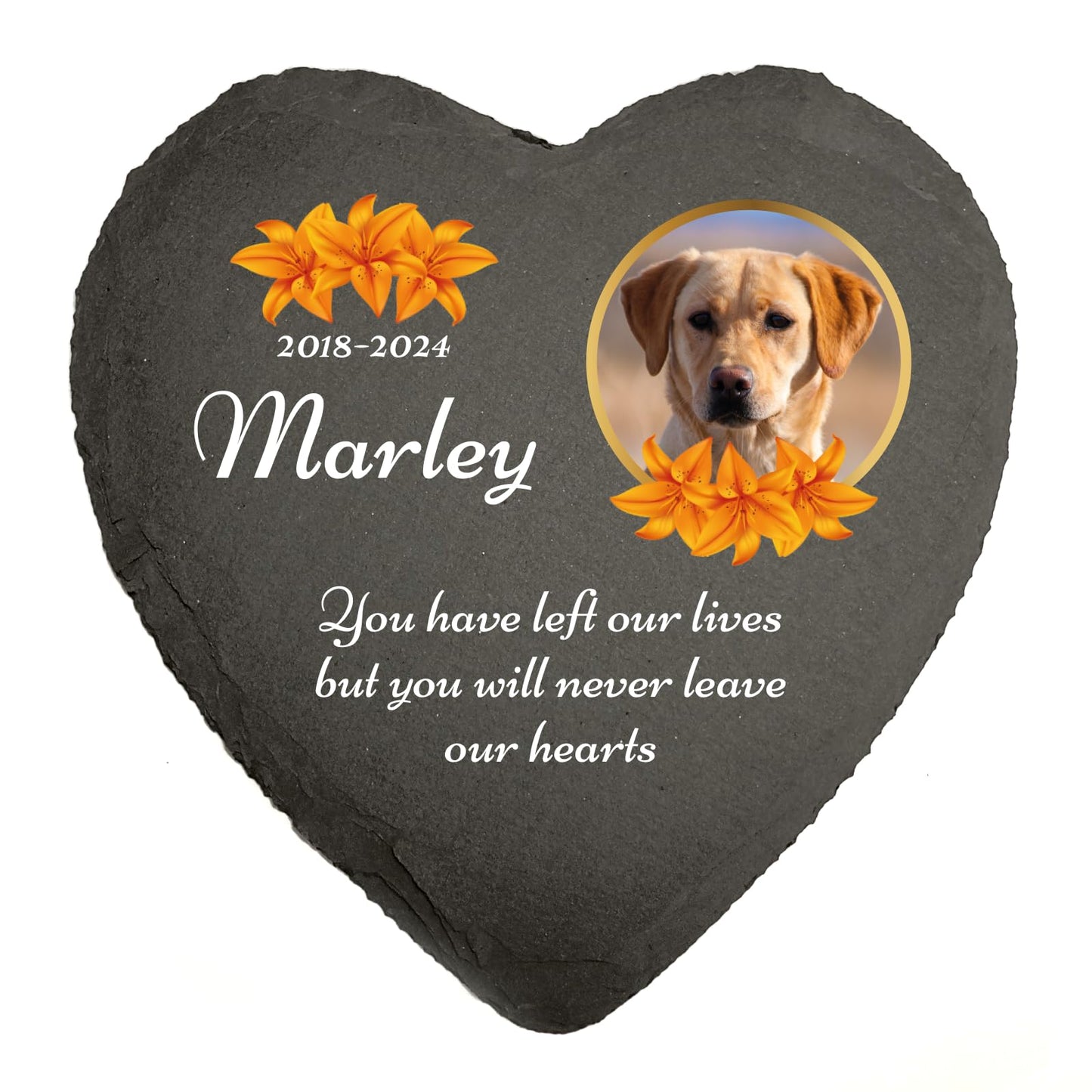 You Personalise Personalised UV Printed Photo Memorial Slate- Custom Message & Photo- Heart Slate, Optional Display Stand- Outdoor & Indoor Use- 100 x 100 mm
