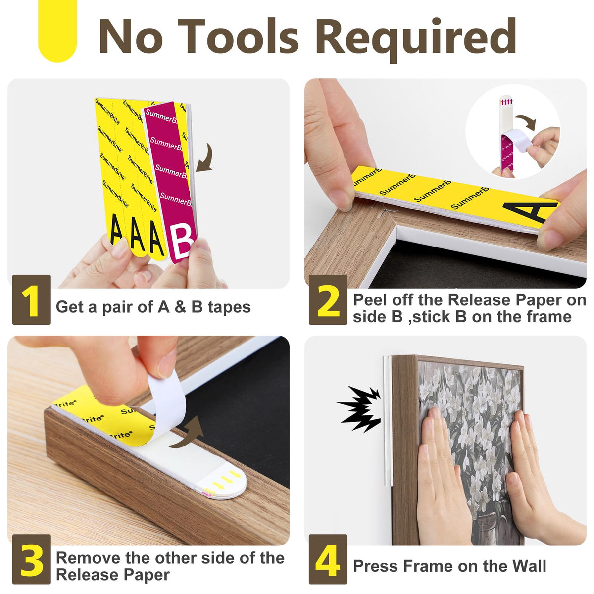 Summerbrite Picture Hanging Strips Heavy Duty 20 Pairs(40 Strips,XL),Damage Free Hanging Adhesive Strips,Mounting Tapes Removable,No Nails for Picture Photo Frames Hanger