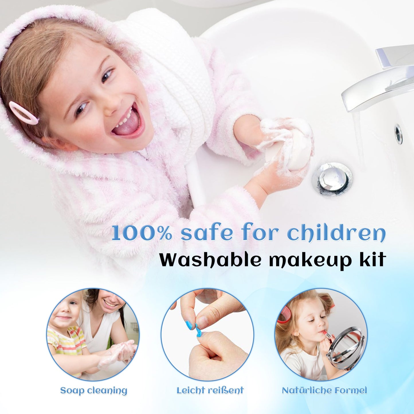 Kids Makeup Sets for Girls Toys - 74PCS Washable Makeup for Kids with Mirror, Real Dressing Table with Stand, Princess Play Makeup Kit Perfect for 3 4 5 6 7 8-12 Year Old Girls Birthday & Christmas