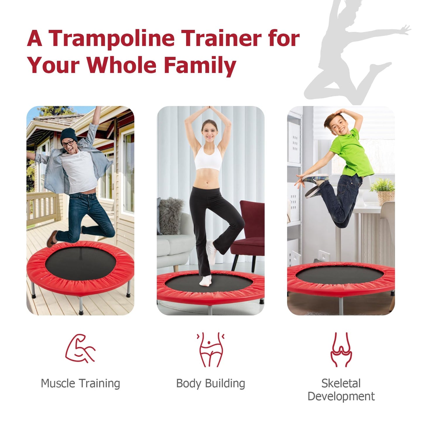 COSTWAY 38" Foldable Mini Fitness Trampoline with Carry Bag — Max 150 kg